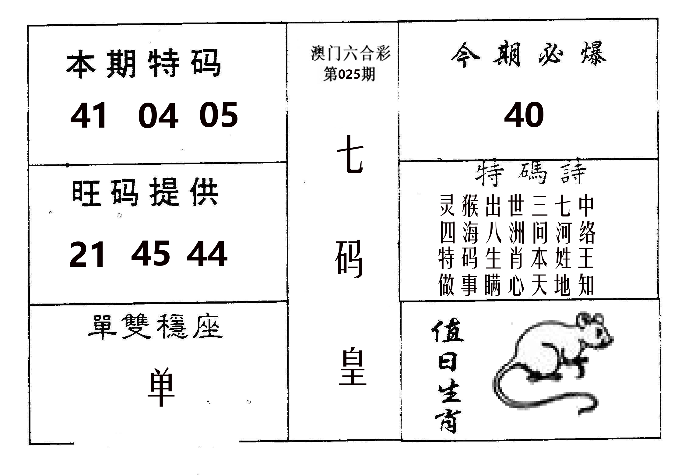 七码皇 第25期