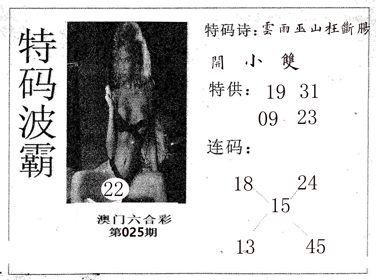 特码波霸 第25期
