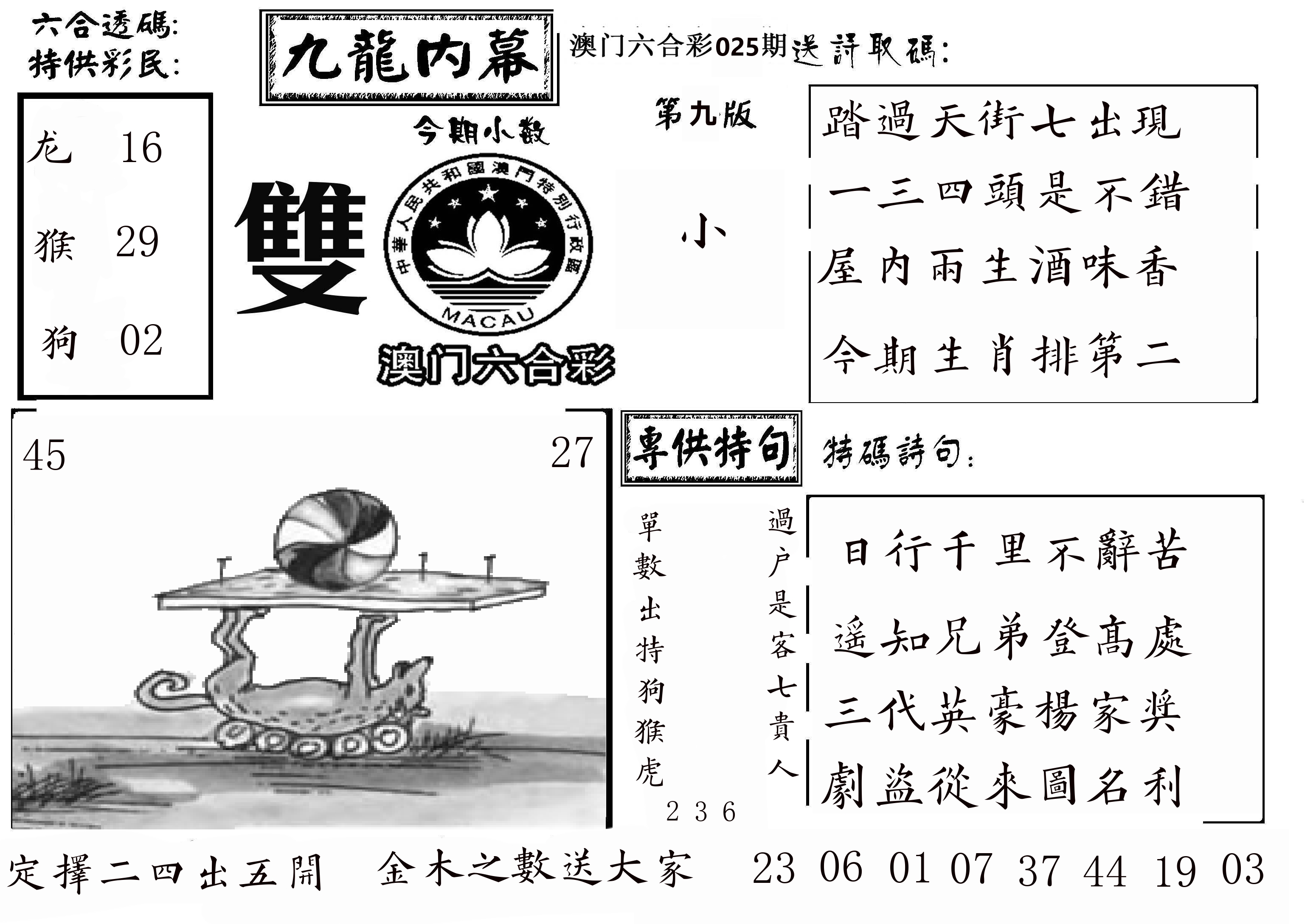 澳门传真3 第25期