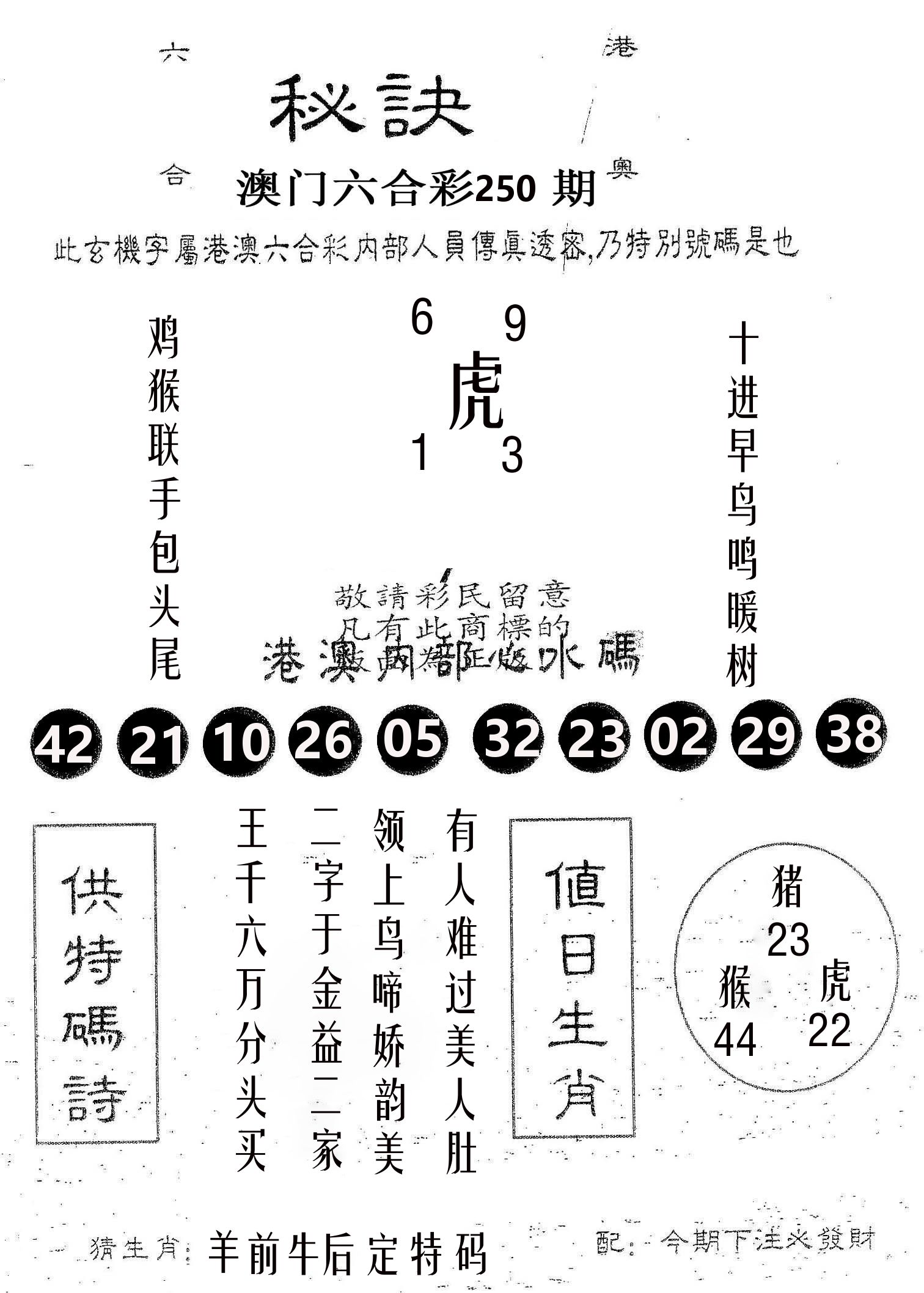 秘决 第250期