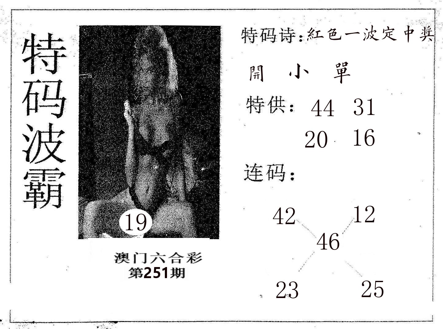 特码波霸 第251期