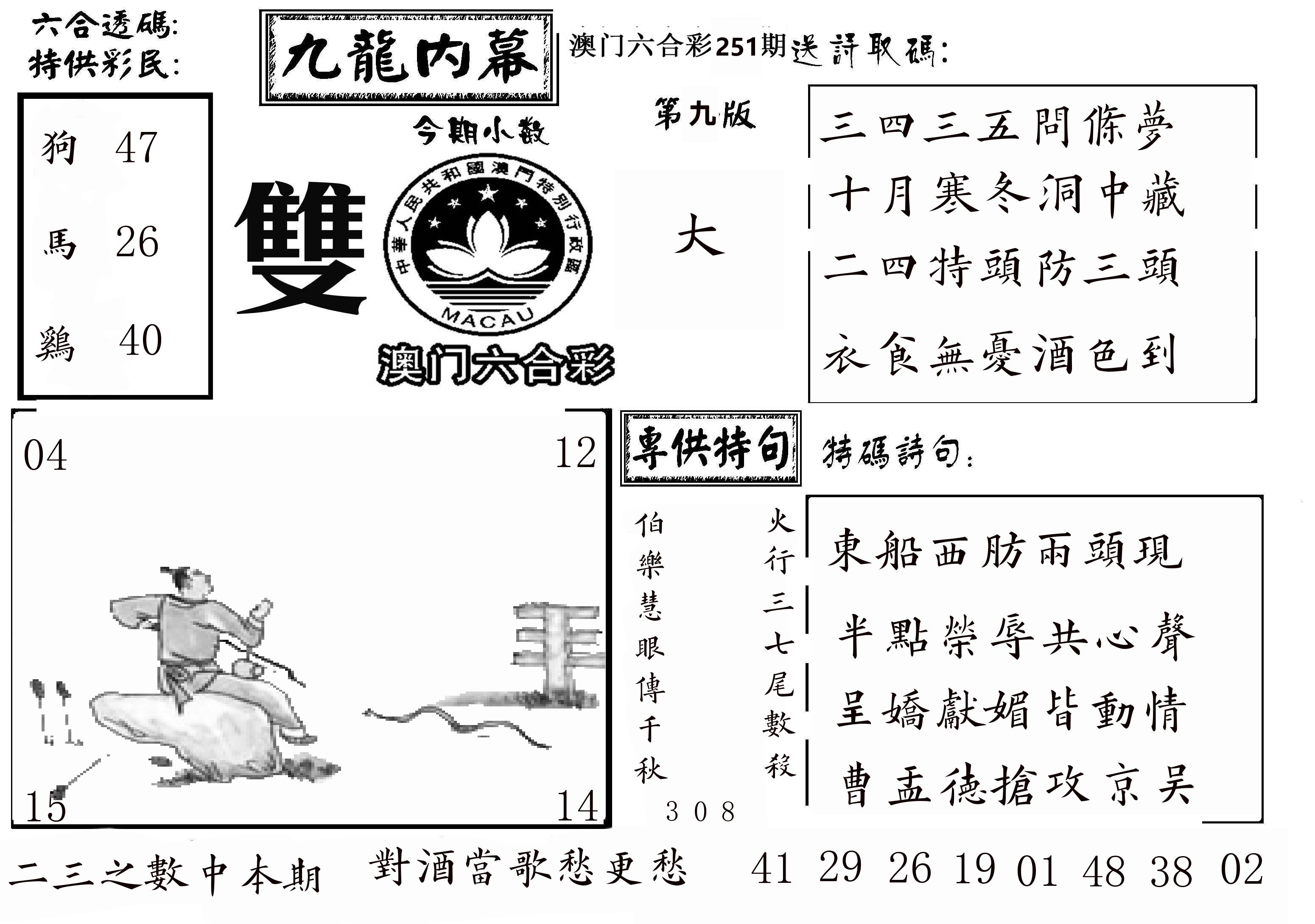 澳门传真3 第251期
