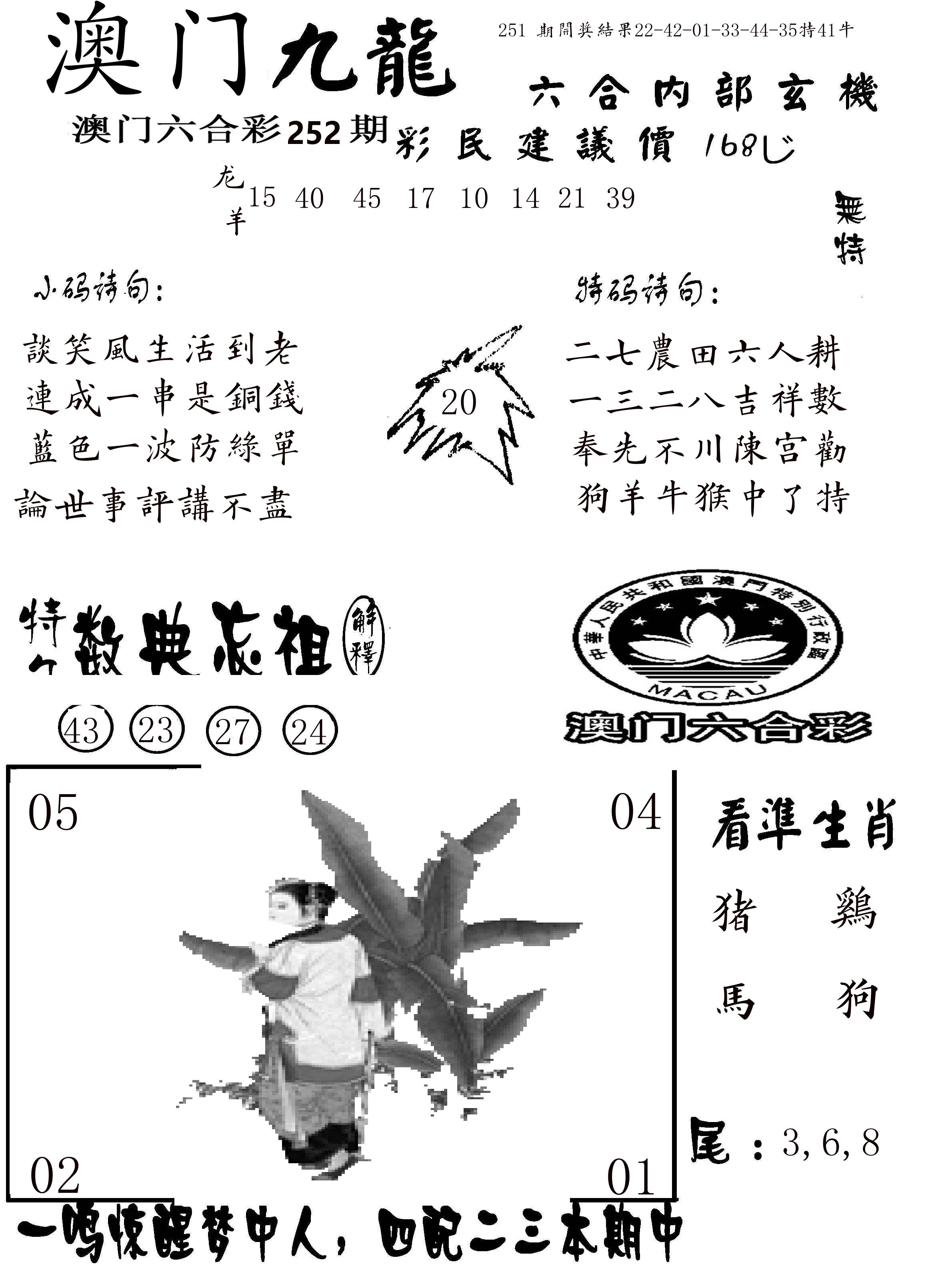 澳门传真1 第252期