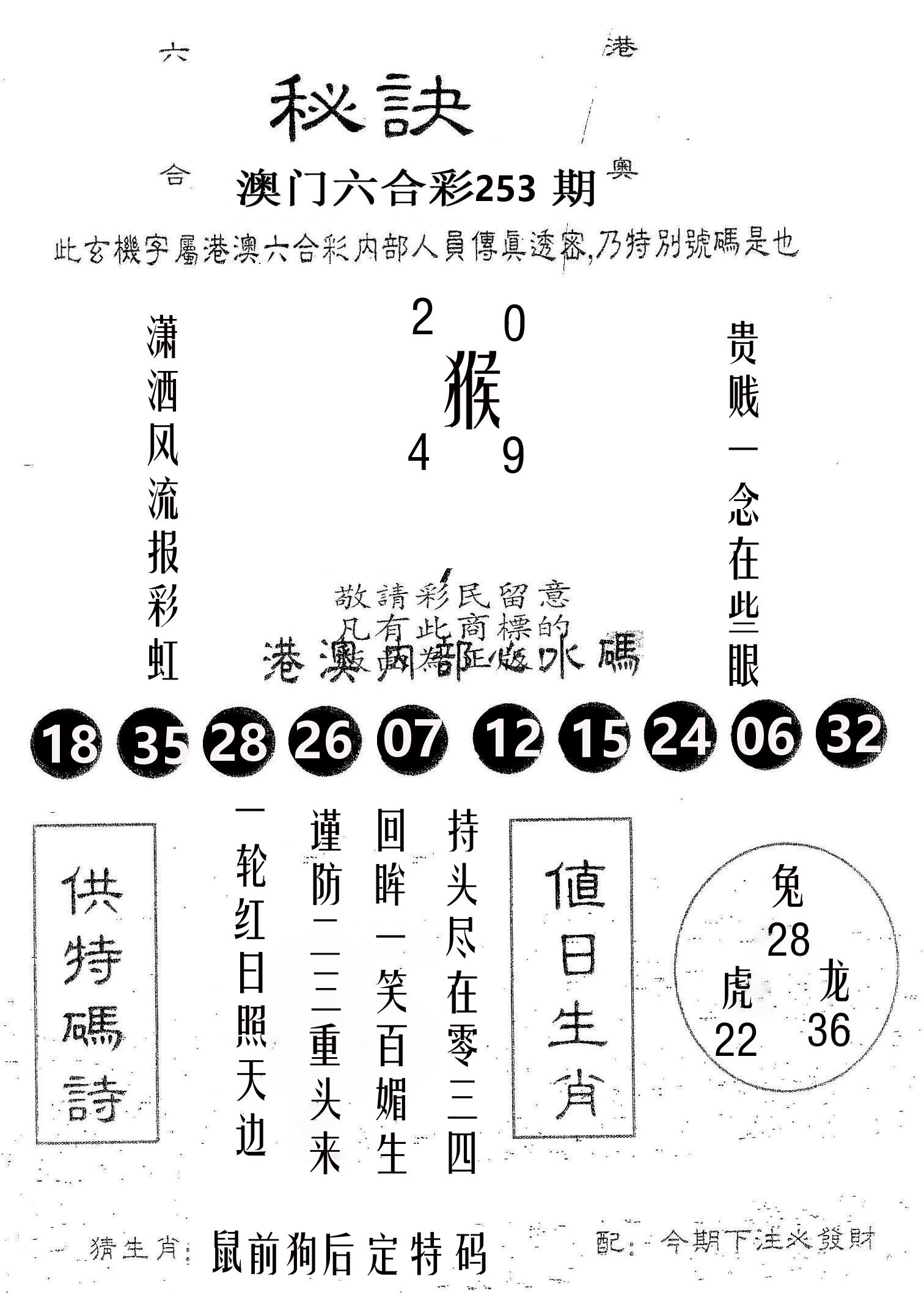 秘决 第253期
