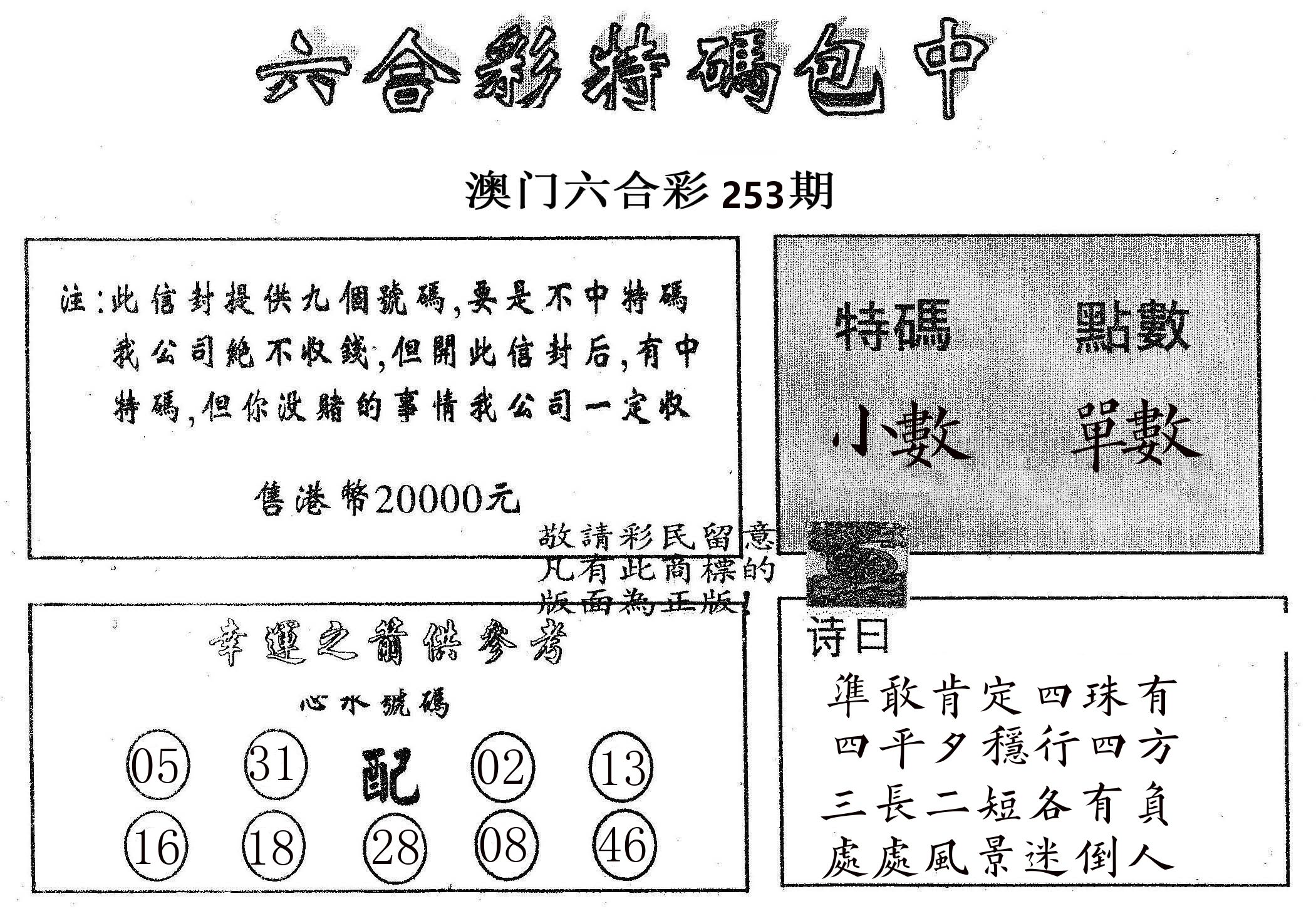 20000包中B 第253期