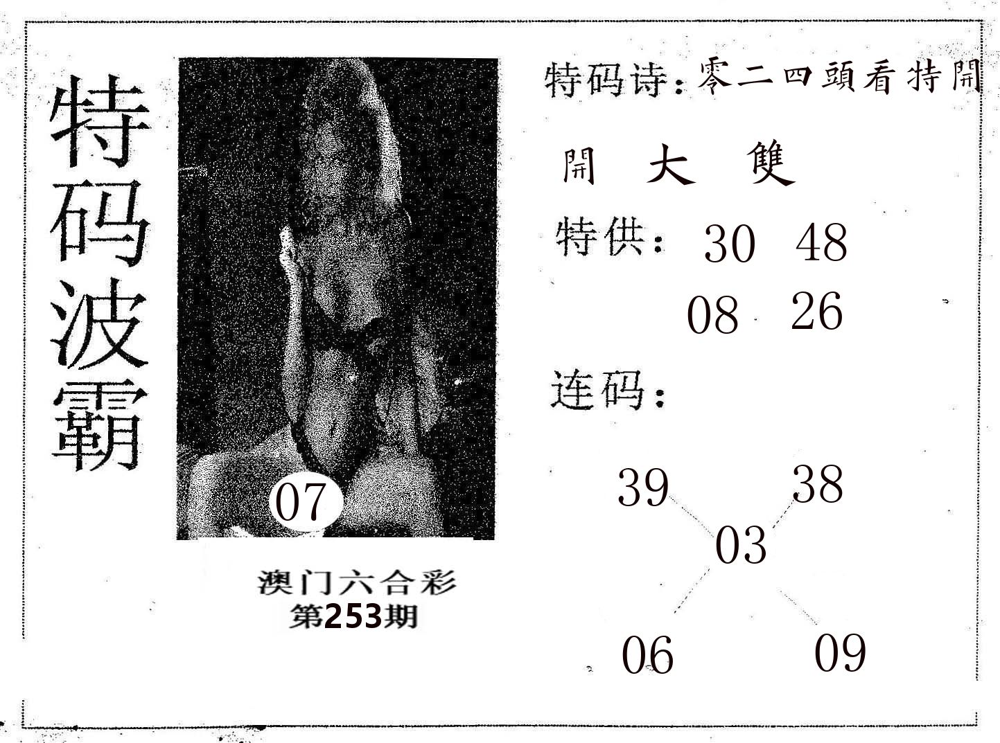 特码波霸 第253期