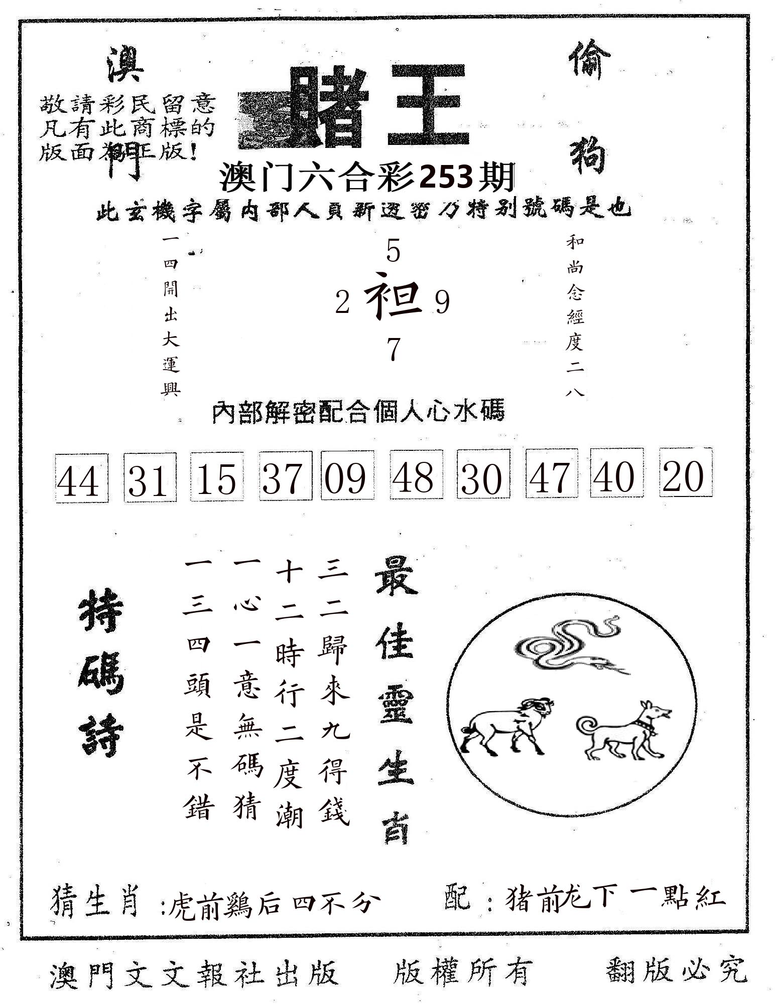赌王 第253期