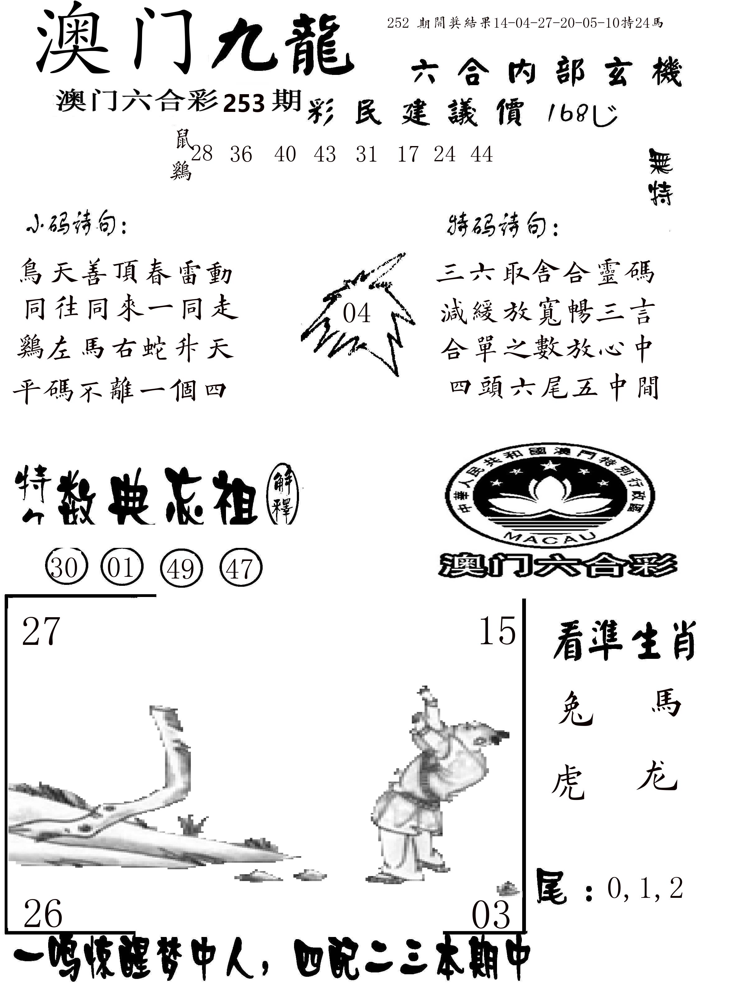 澳门传真1 第253期
