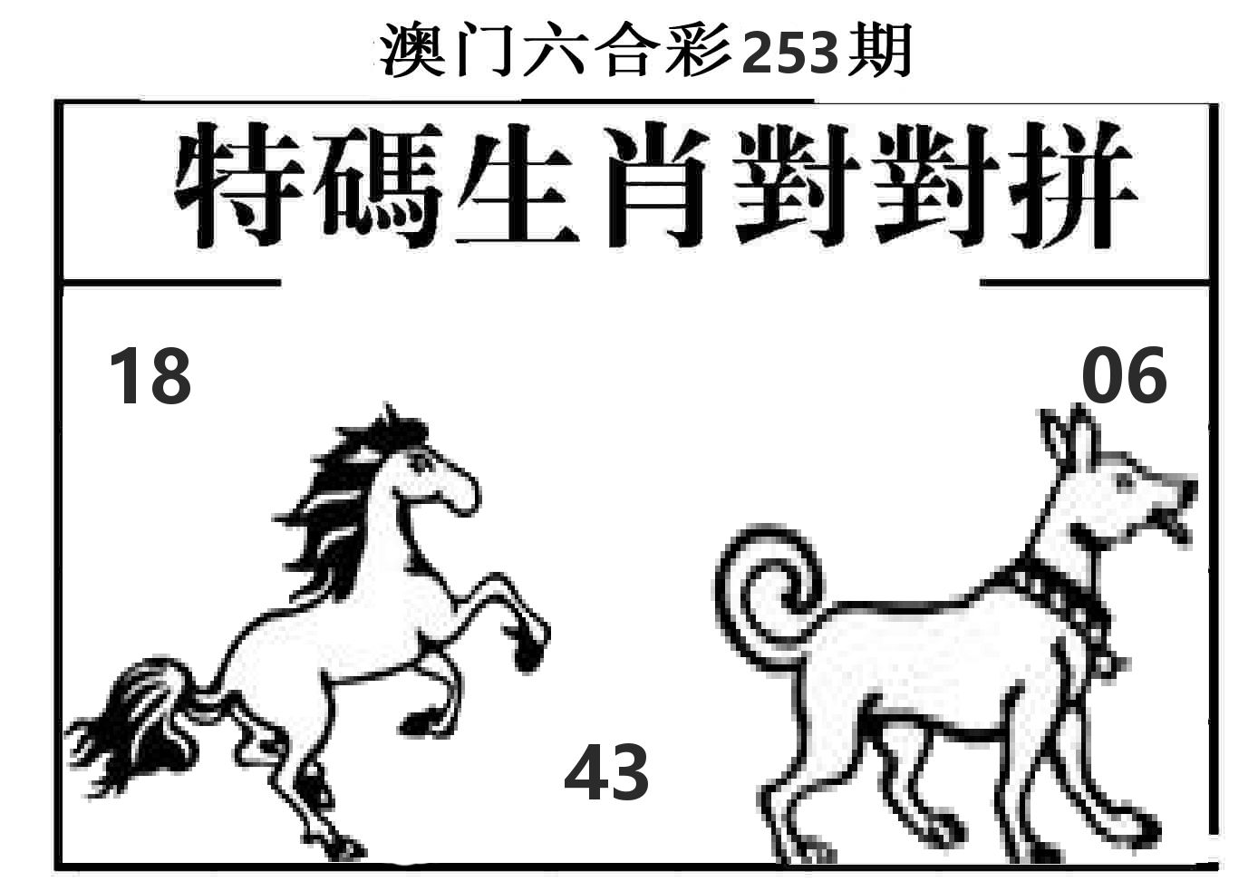 特码生肖对对拼 第253期