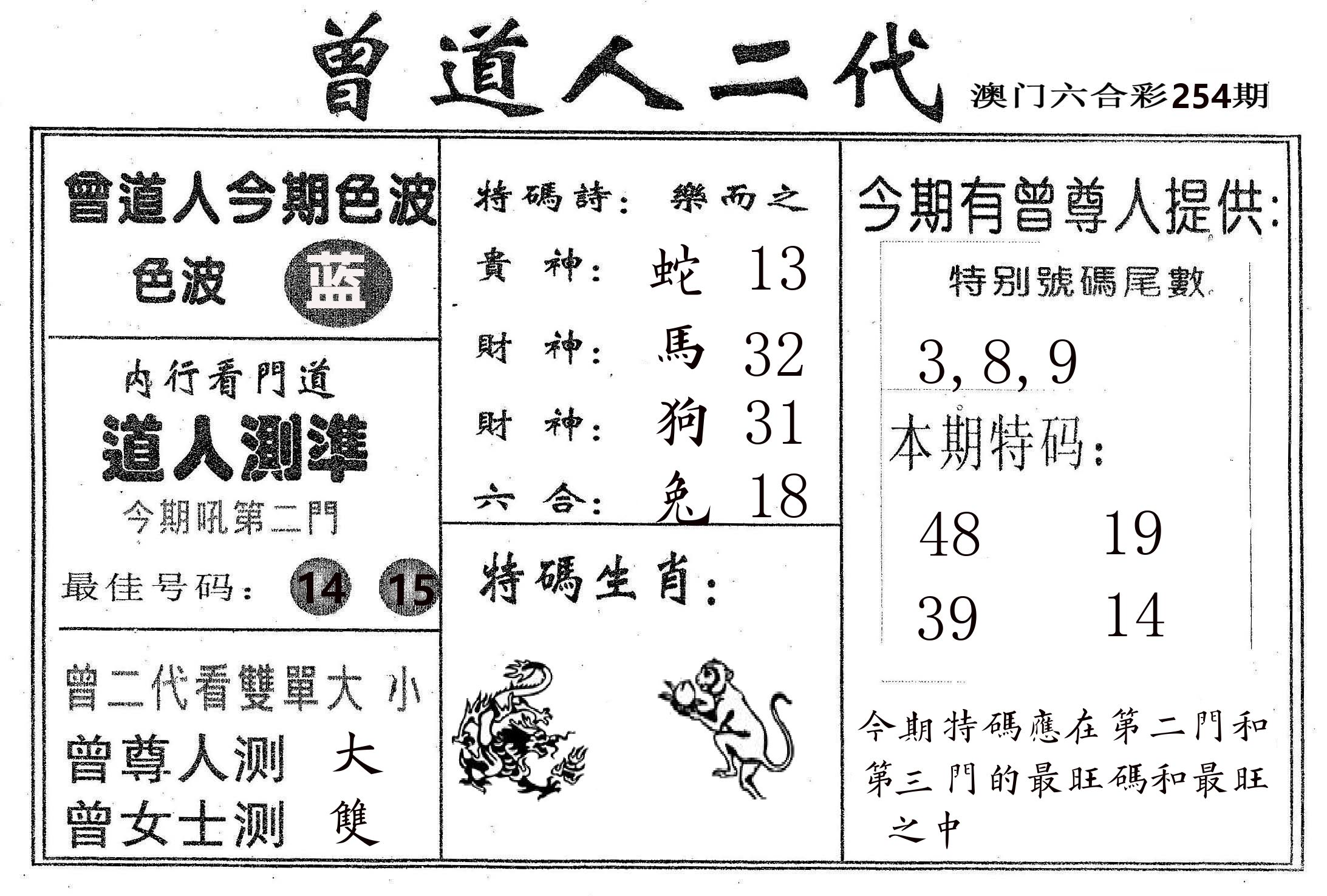 曾二代 第254期
