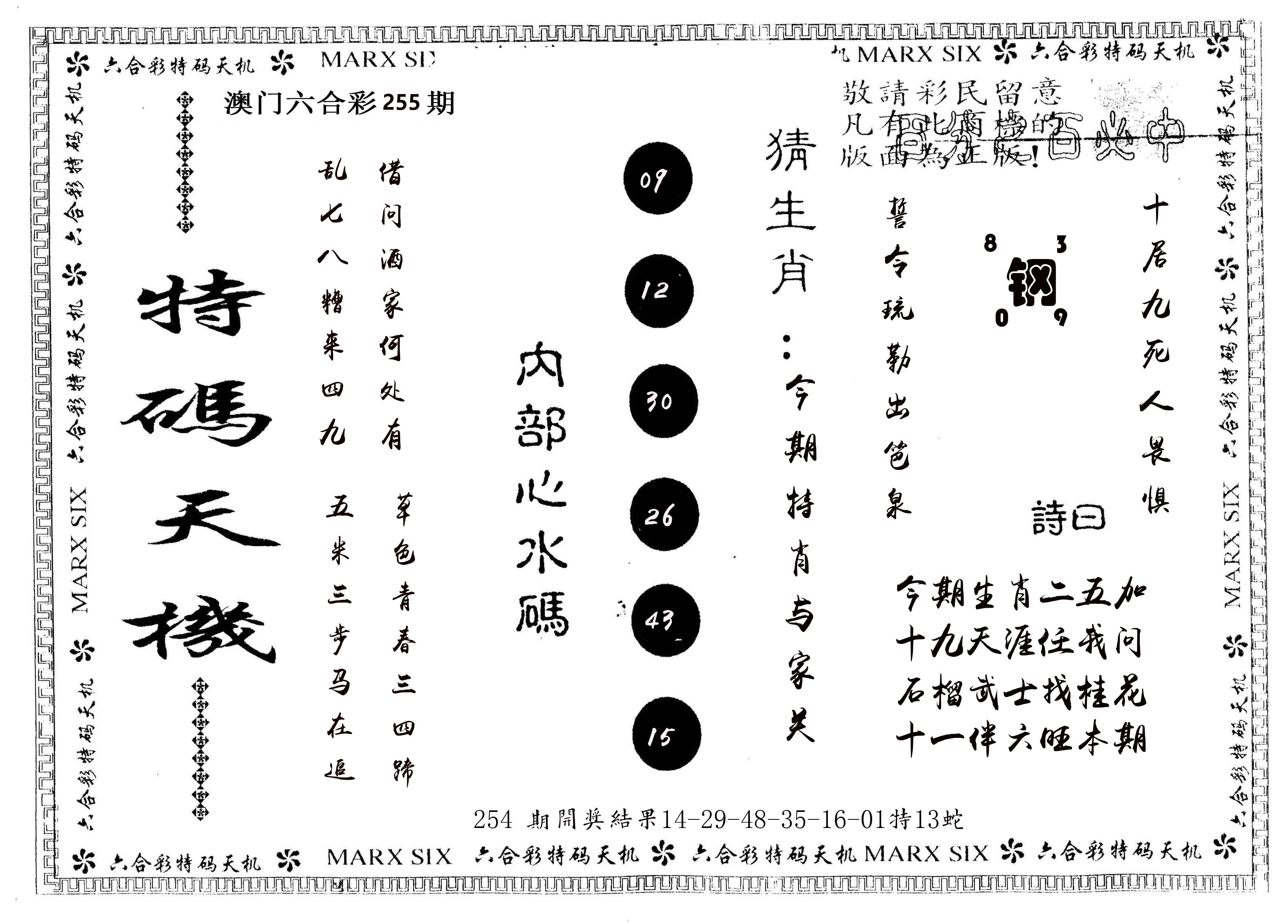 另版特码天机 第255期