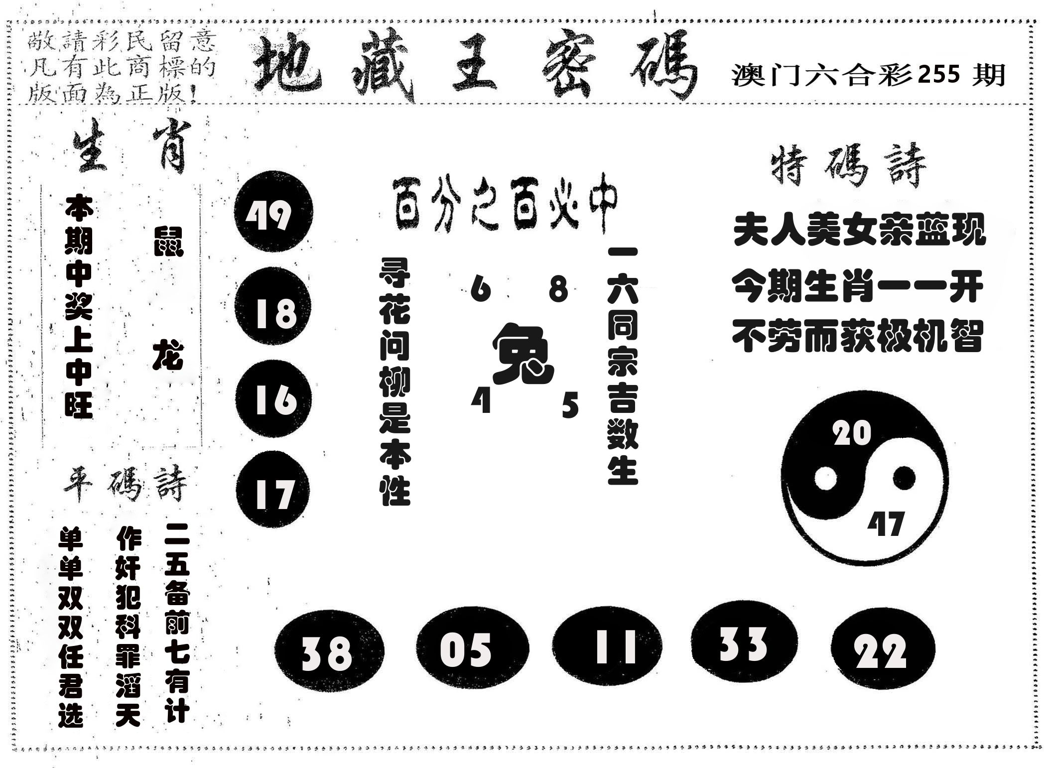 地藏王密码 第255期