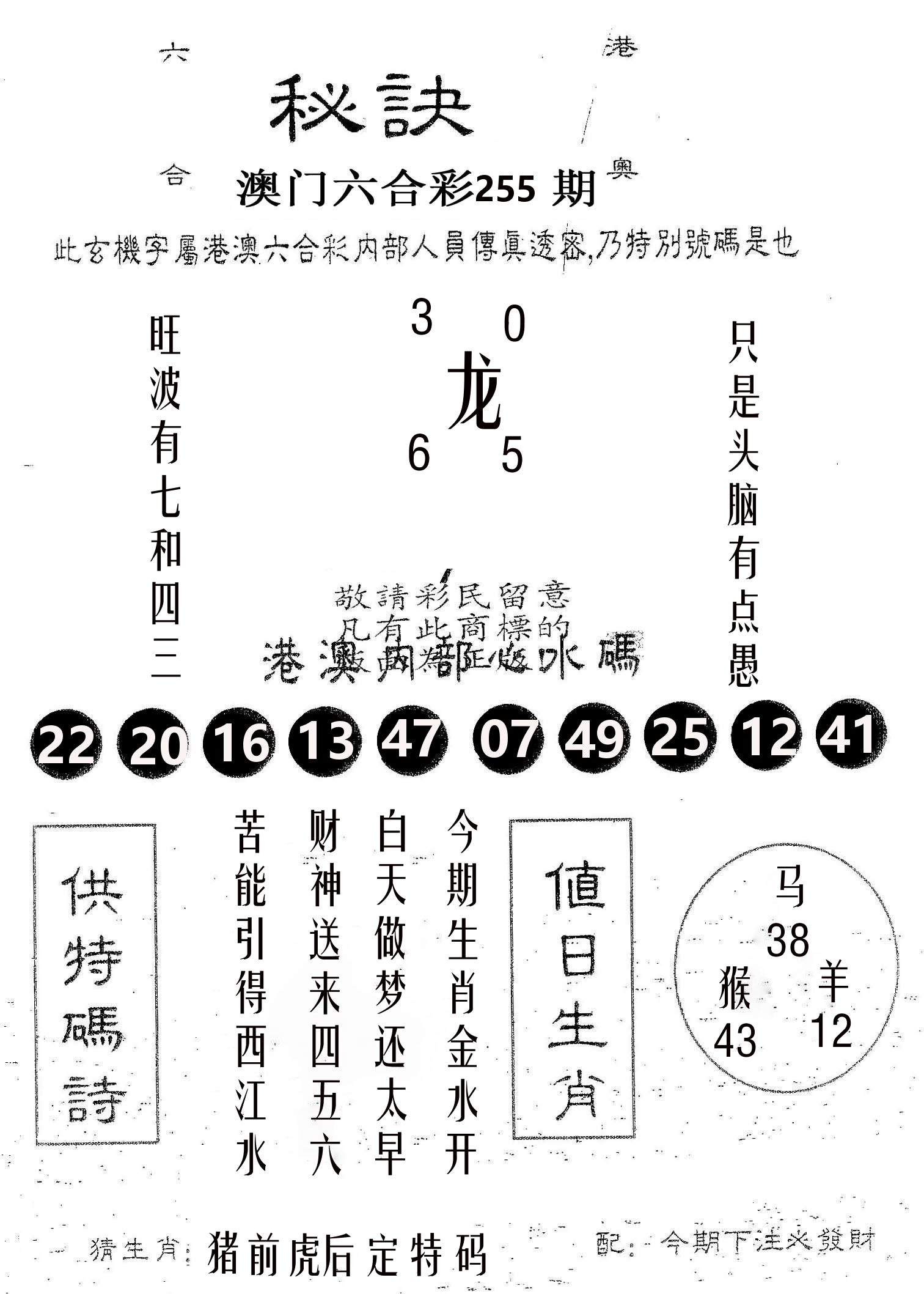 秘决 第255期