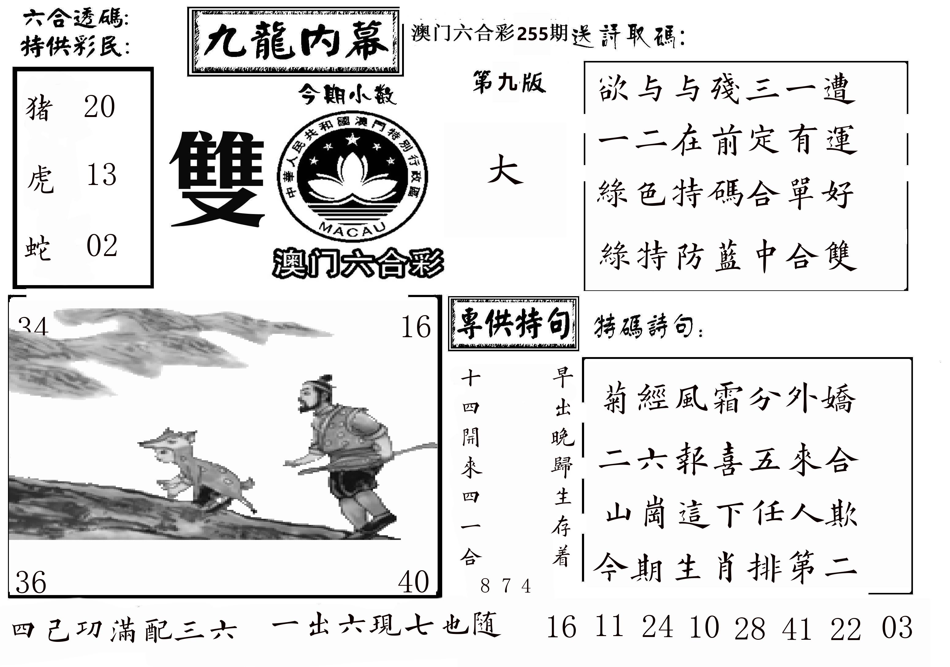 澳门传真3 第255期