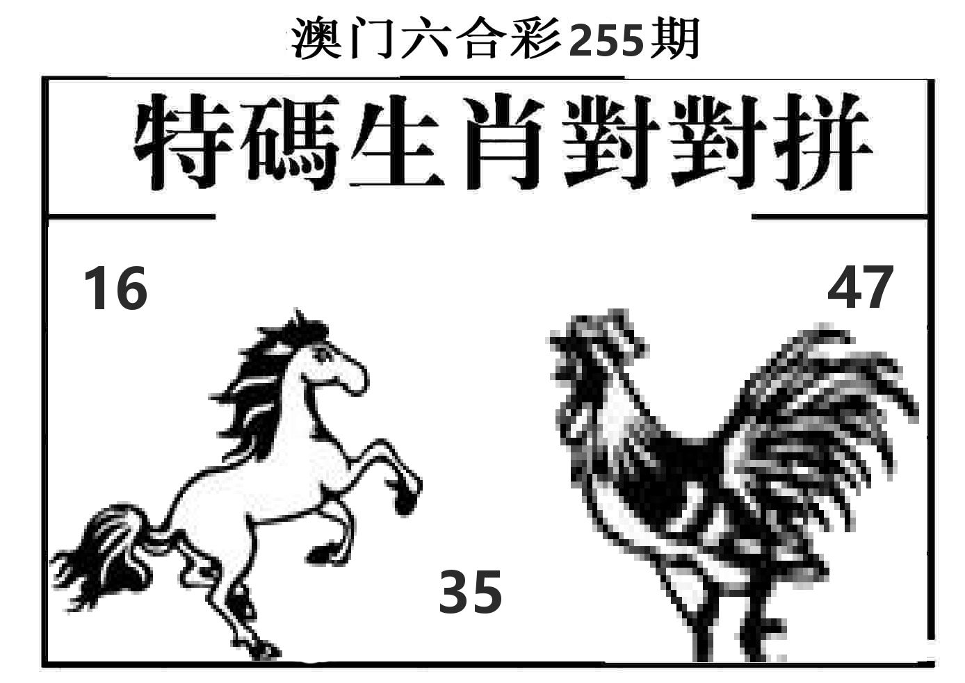 特码生肖对对拼 第255期