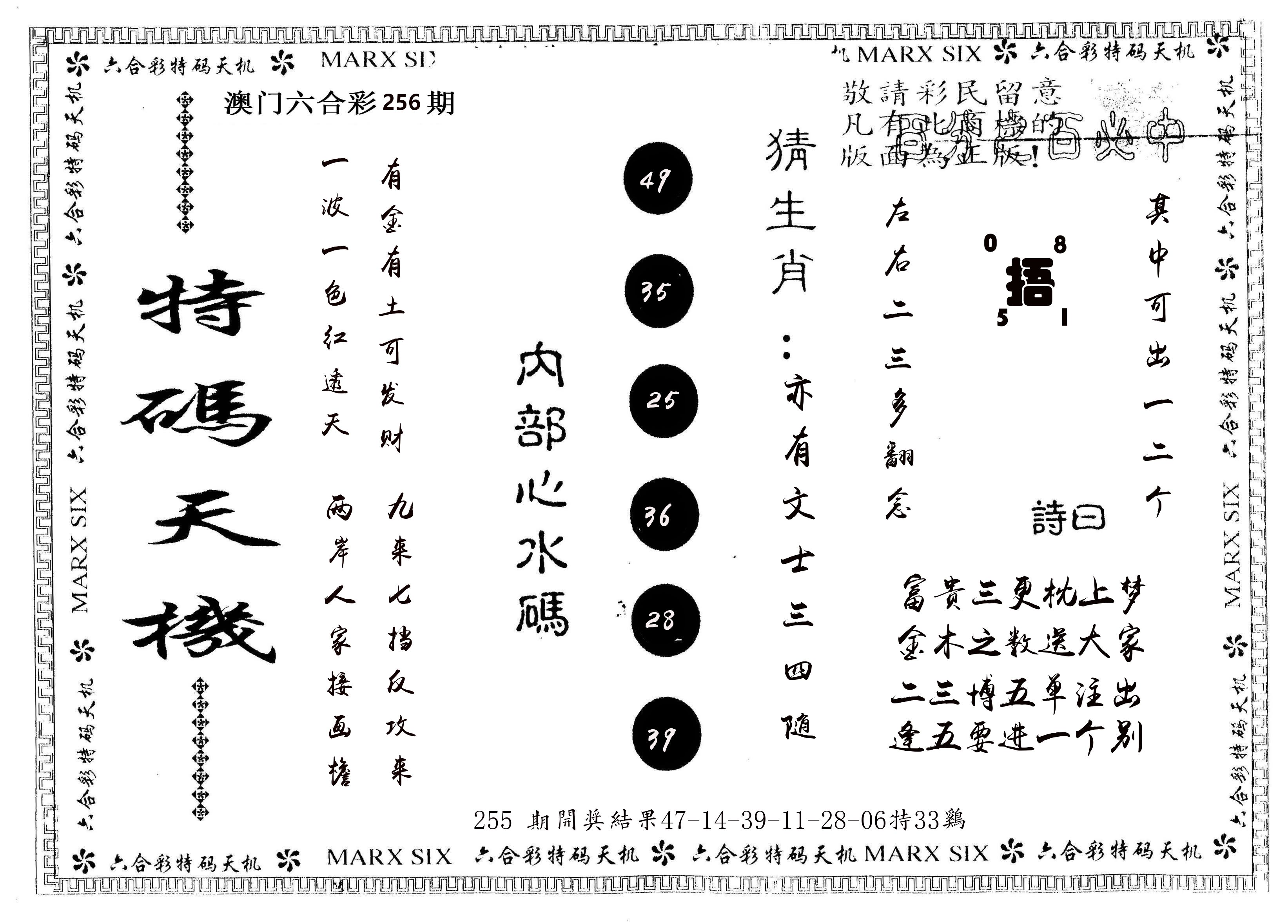 另版特码天机 第256期