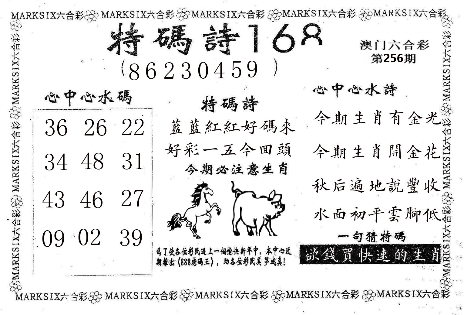 特码诗168 第256期