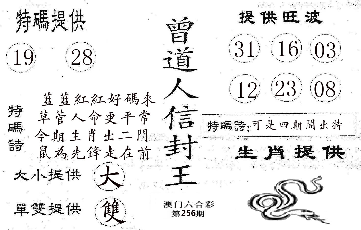 曾信封王 第256期