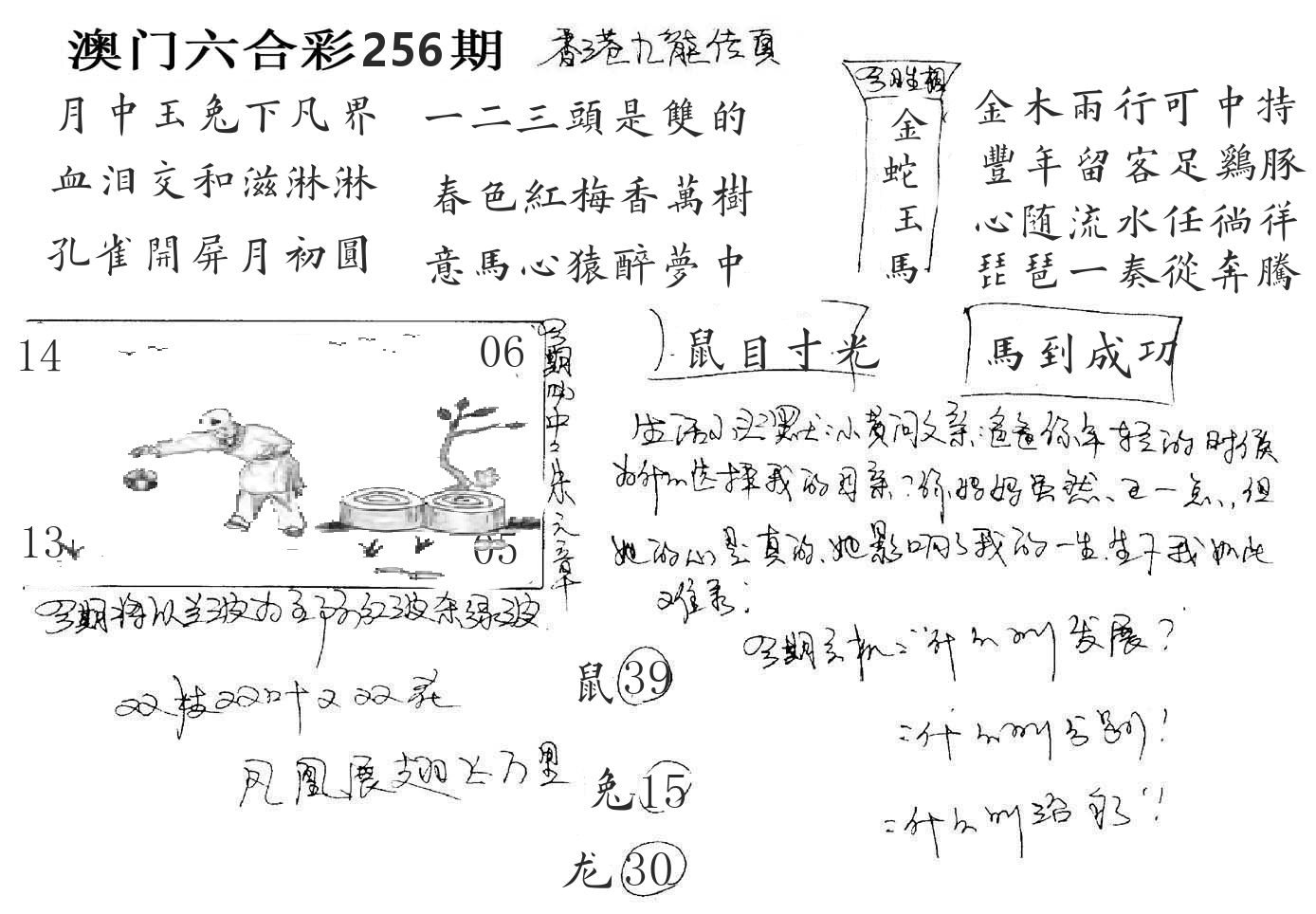 澳门手写九龙 第256期