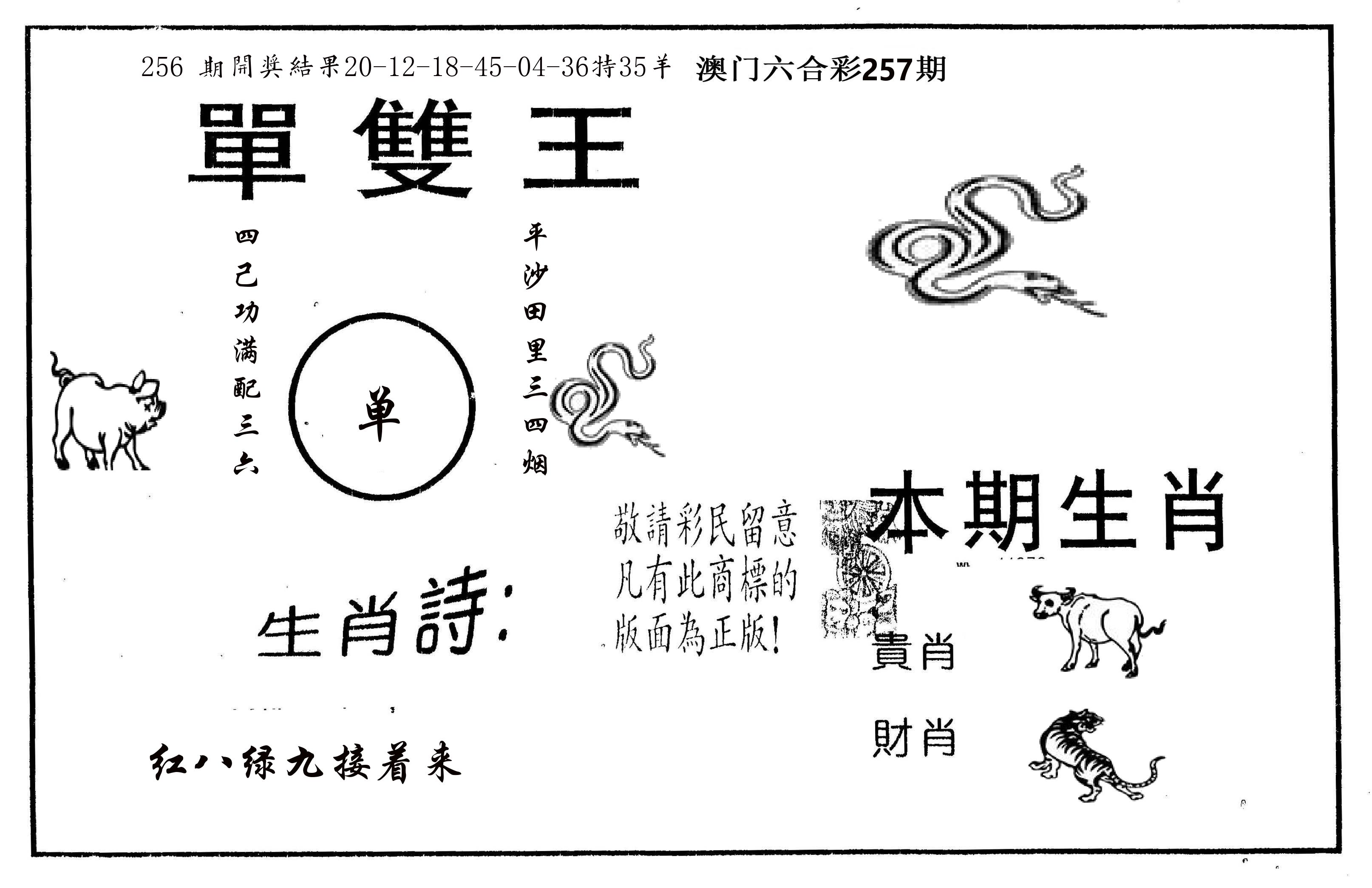 单双王A 第257期