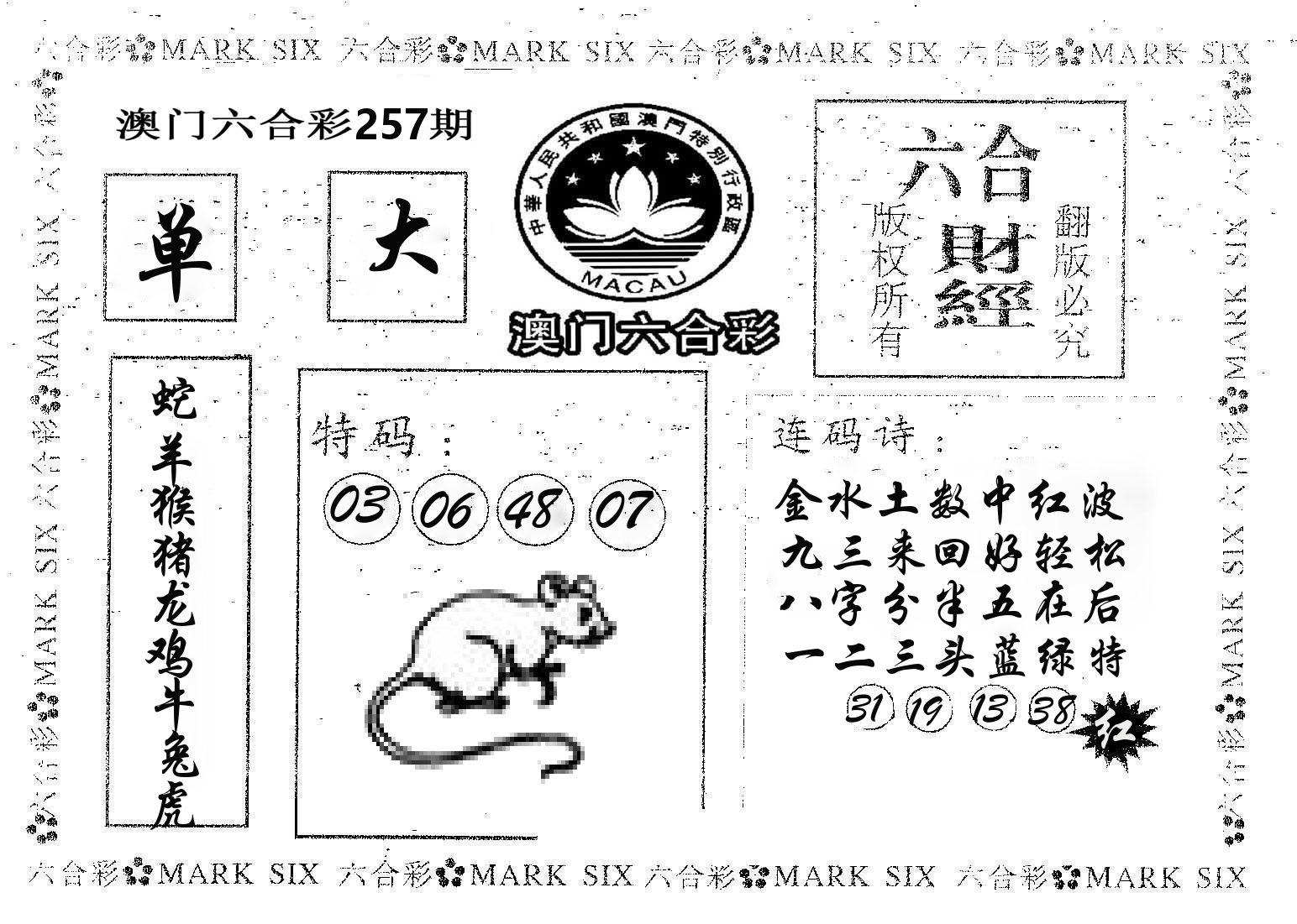 六合财经 第257期