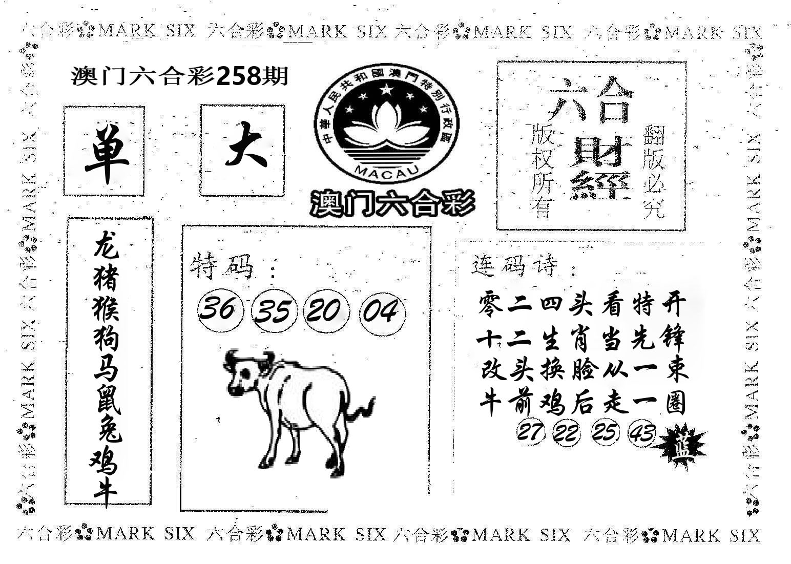 六合财经 第258期