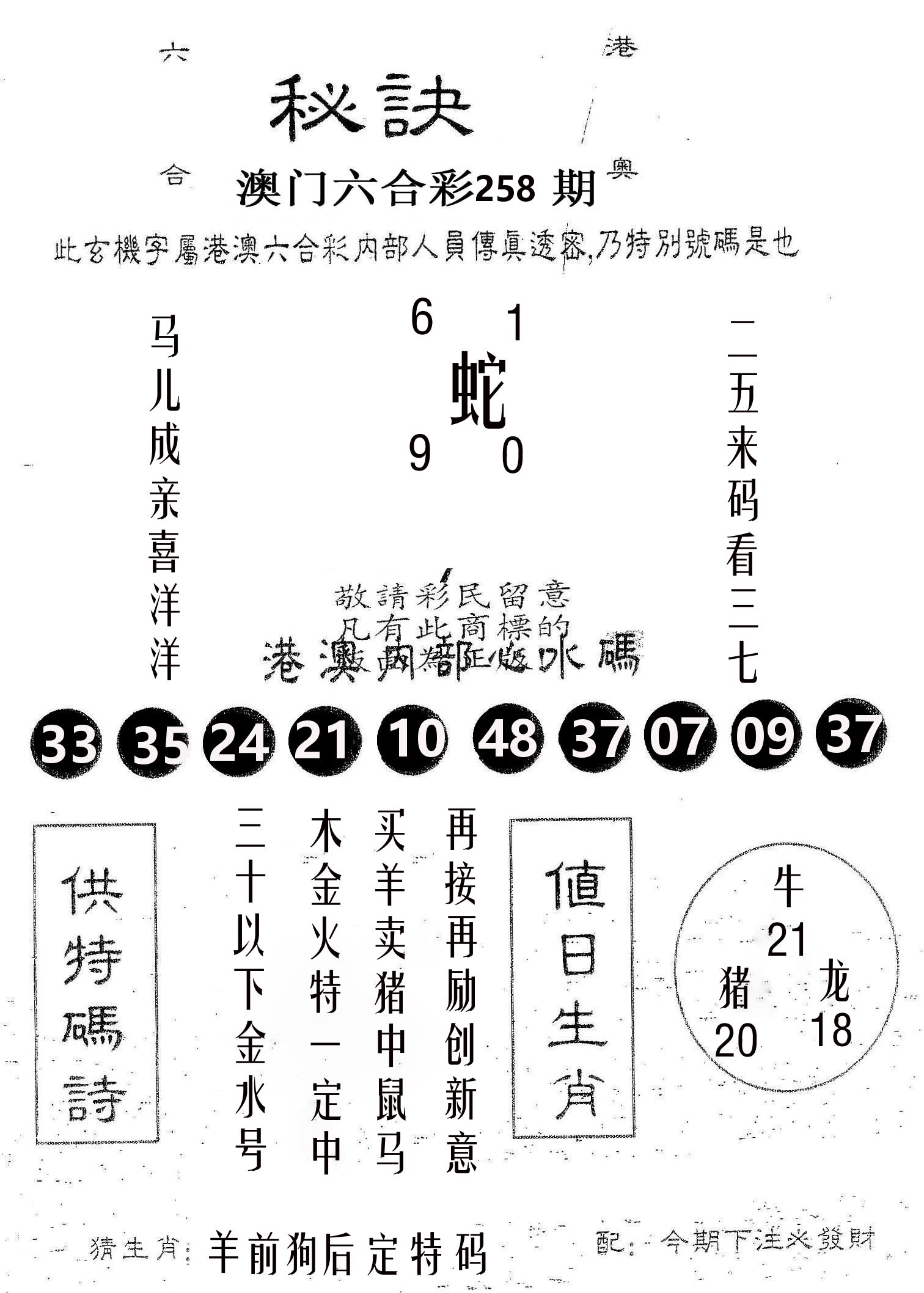 秘决 第258期