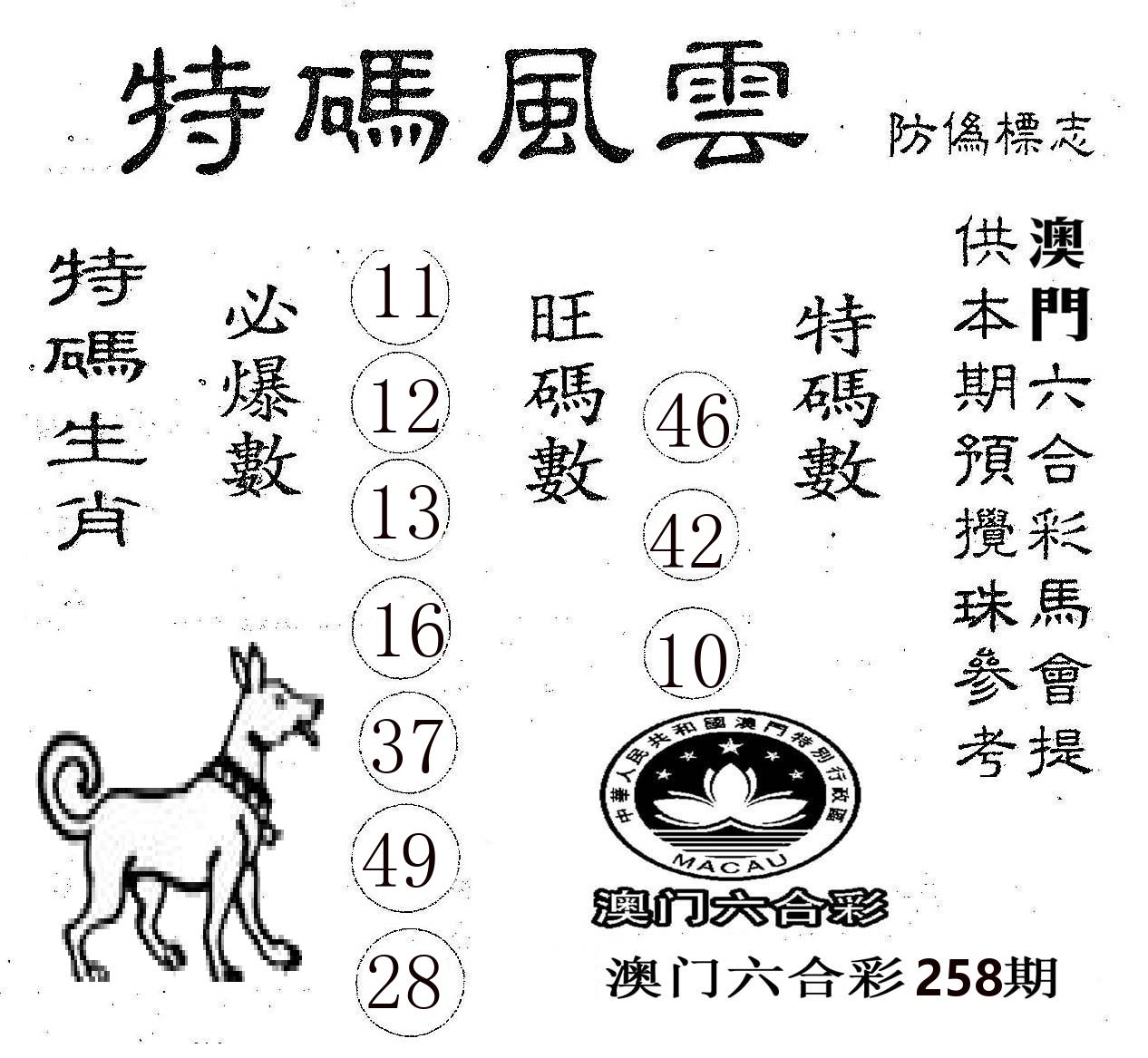 特码风云 第258期