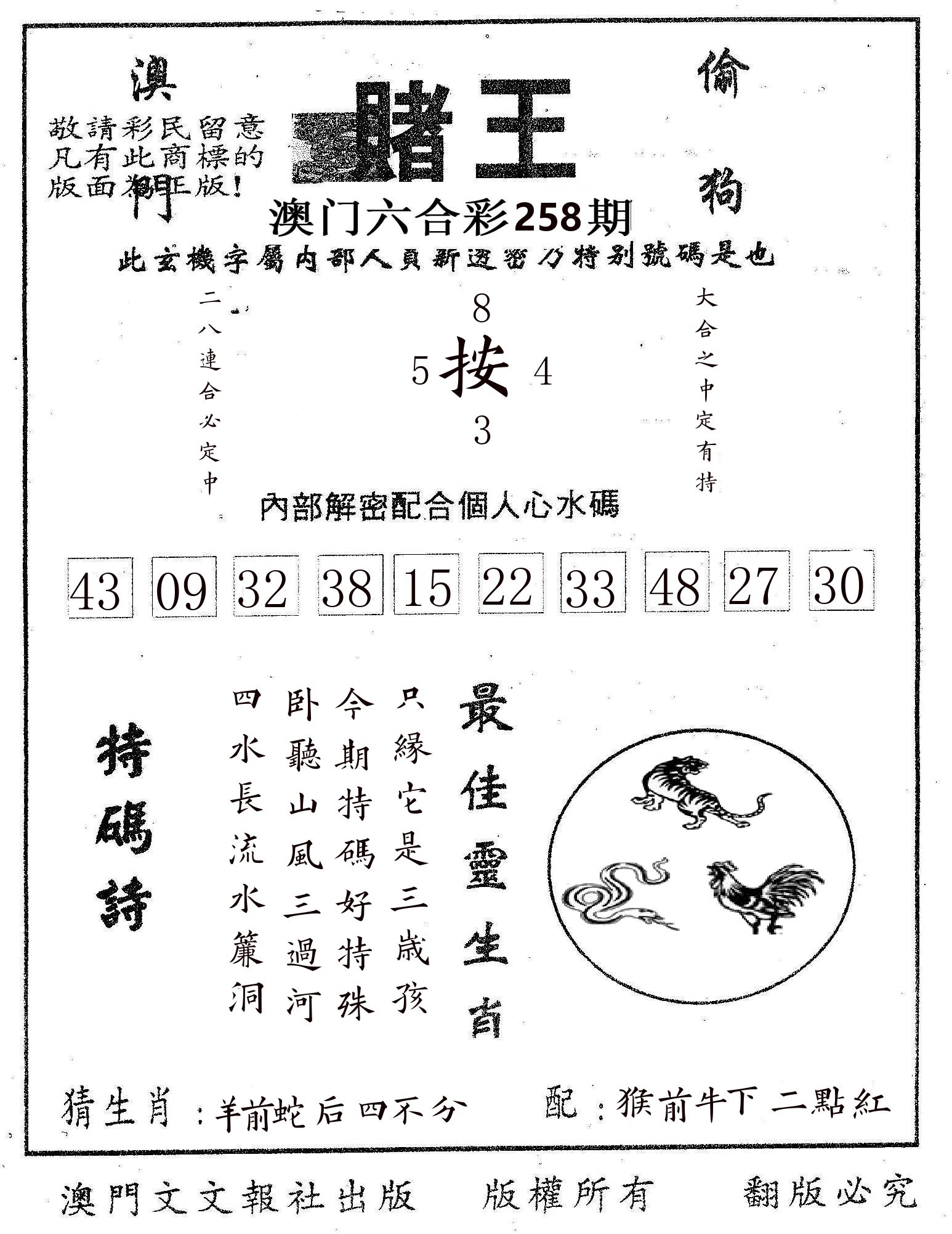 赌王 第258期