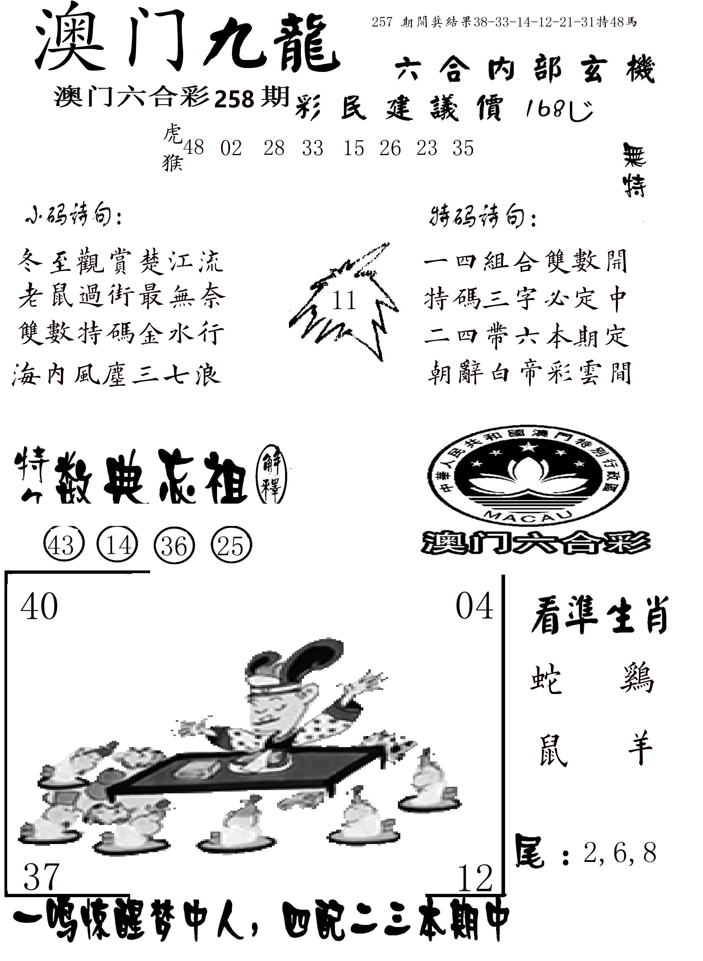 澳门传真1 第258期