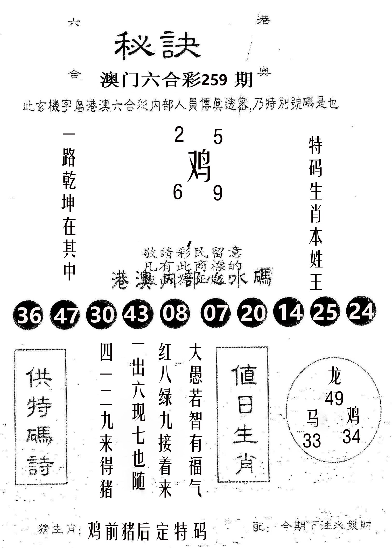 秘决 第259期