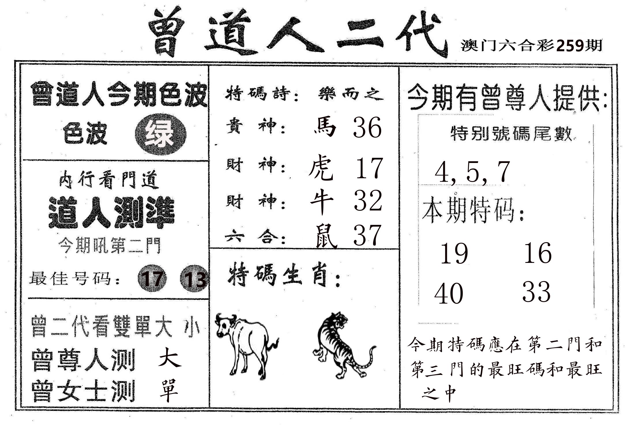 曾二代 第259期