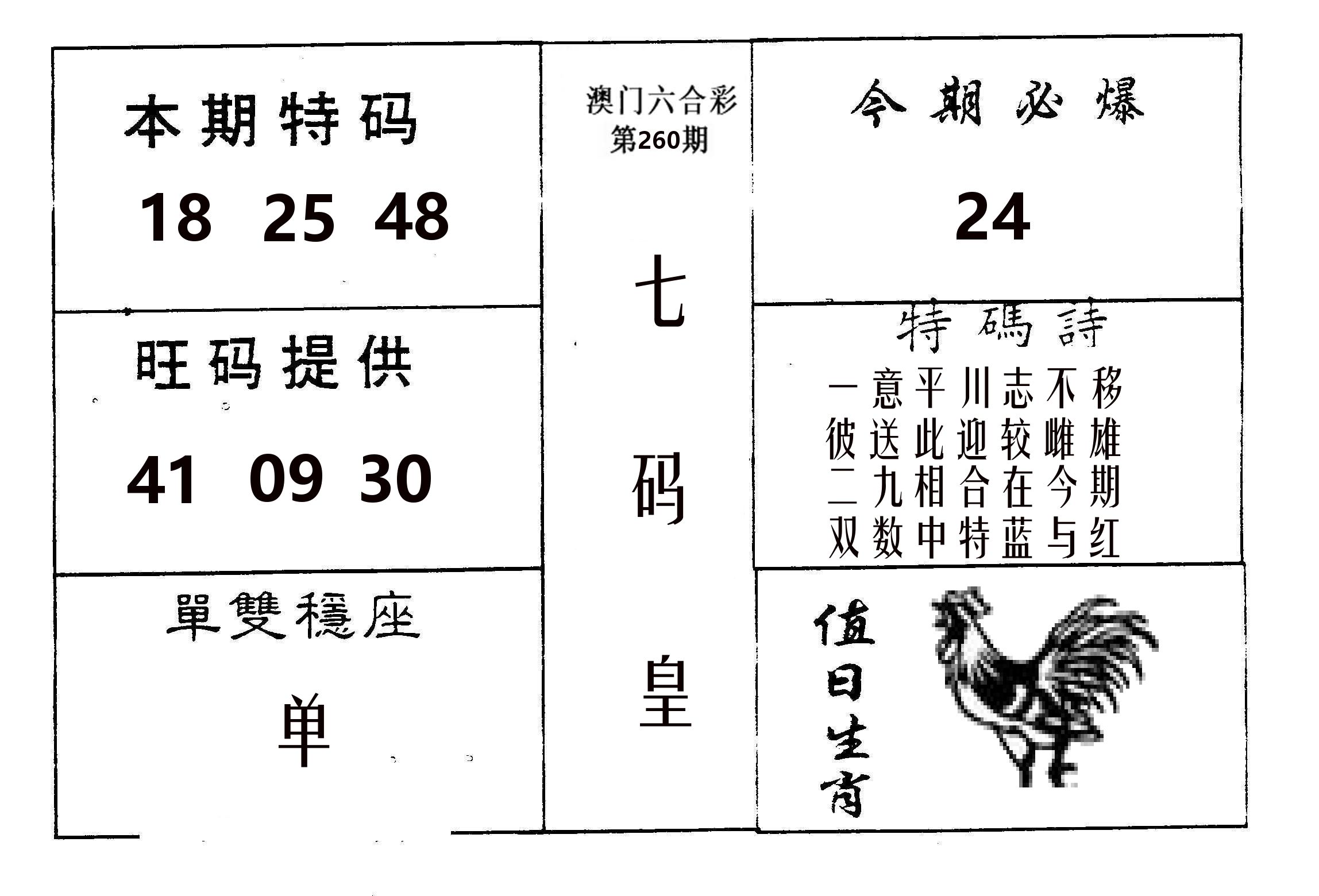 七码皇 第260期