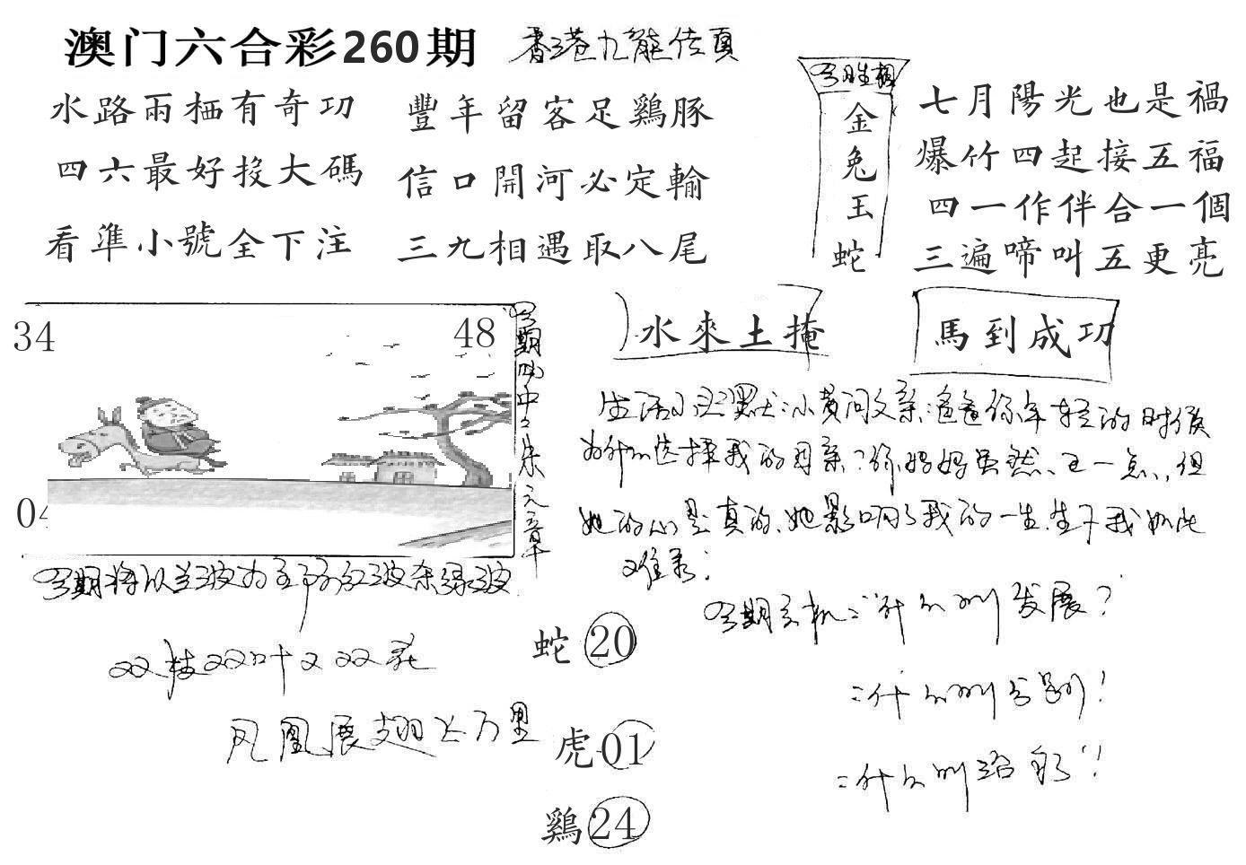 澳门手写九龙 第260期
