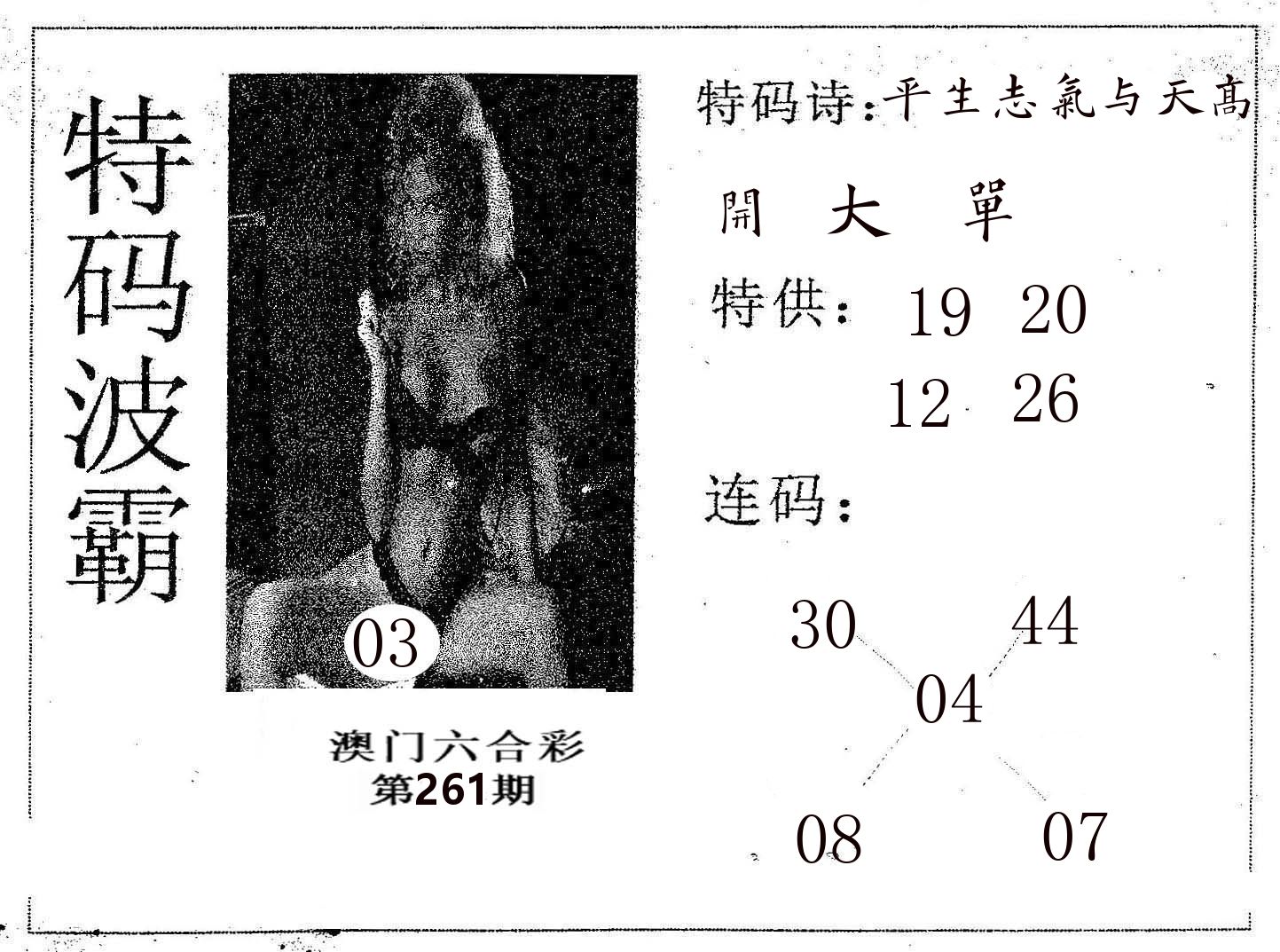 特码波霸 第261期