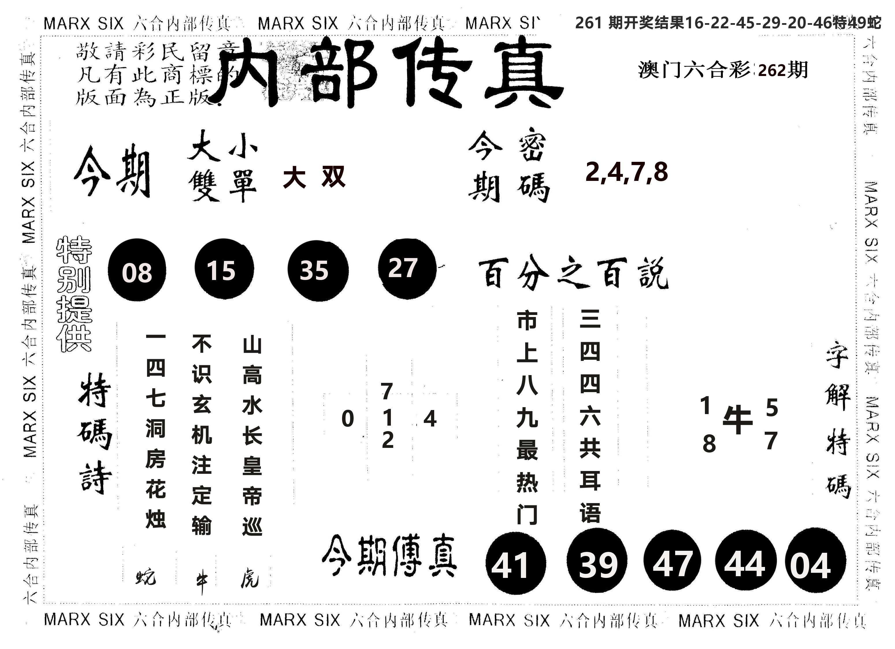 另版内部传真 第262期