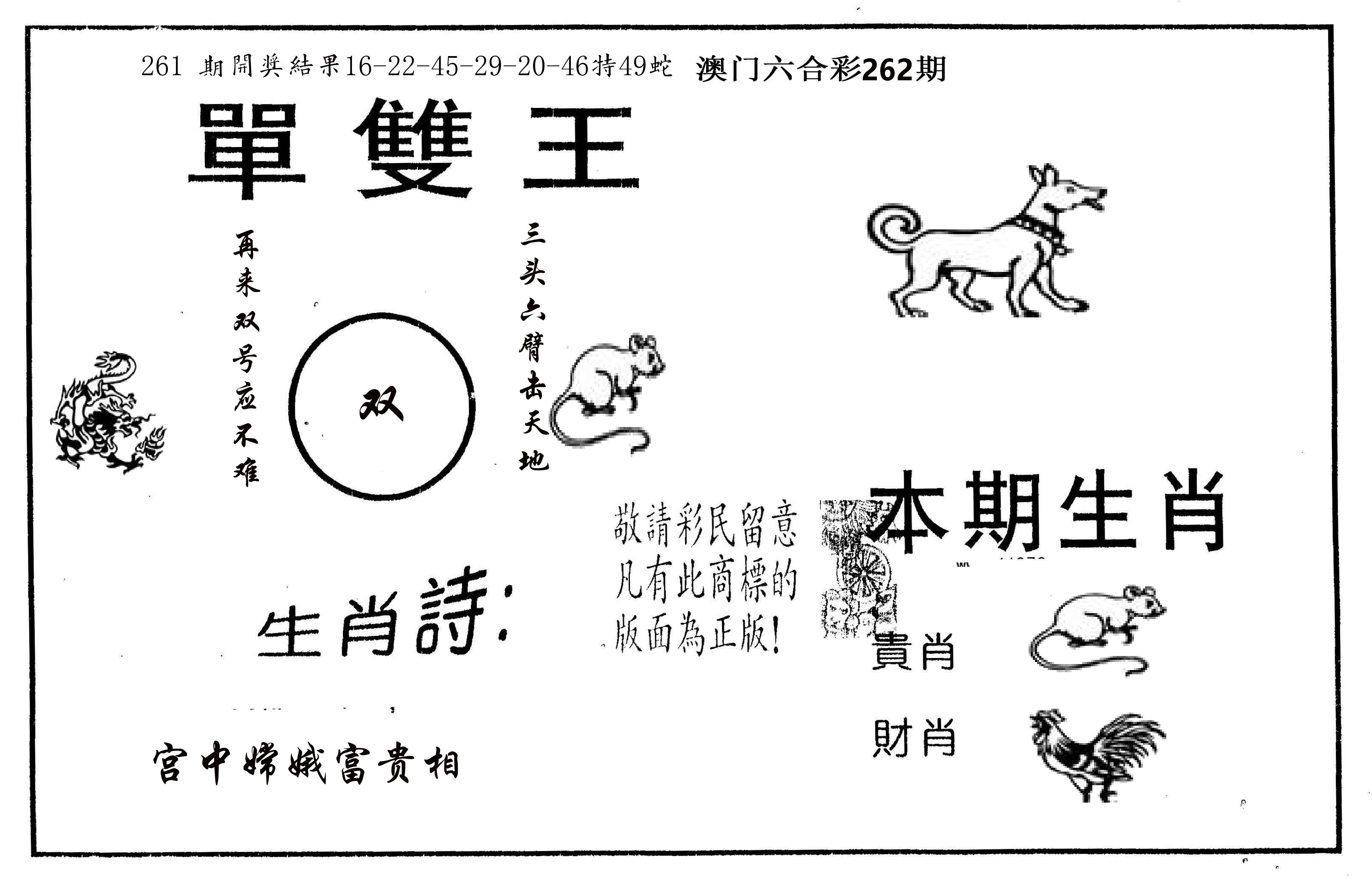 单双王A 第262期