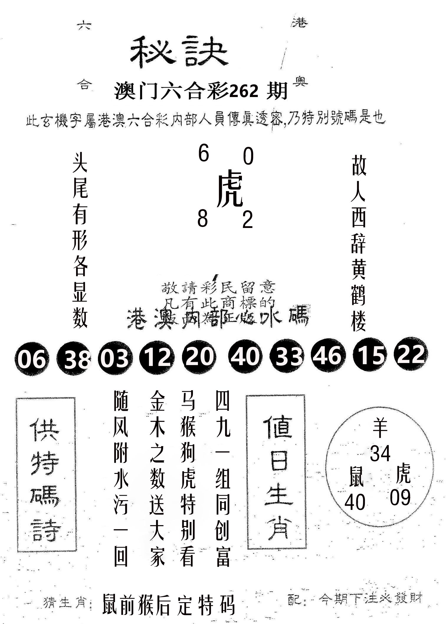 秘决 第262期