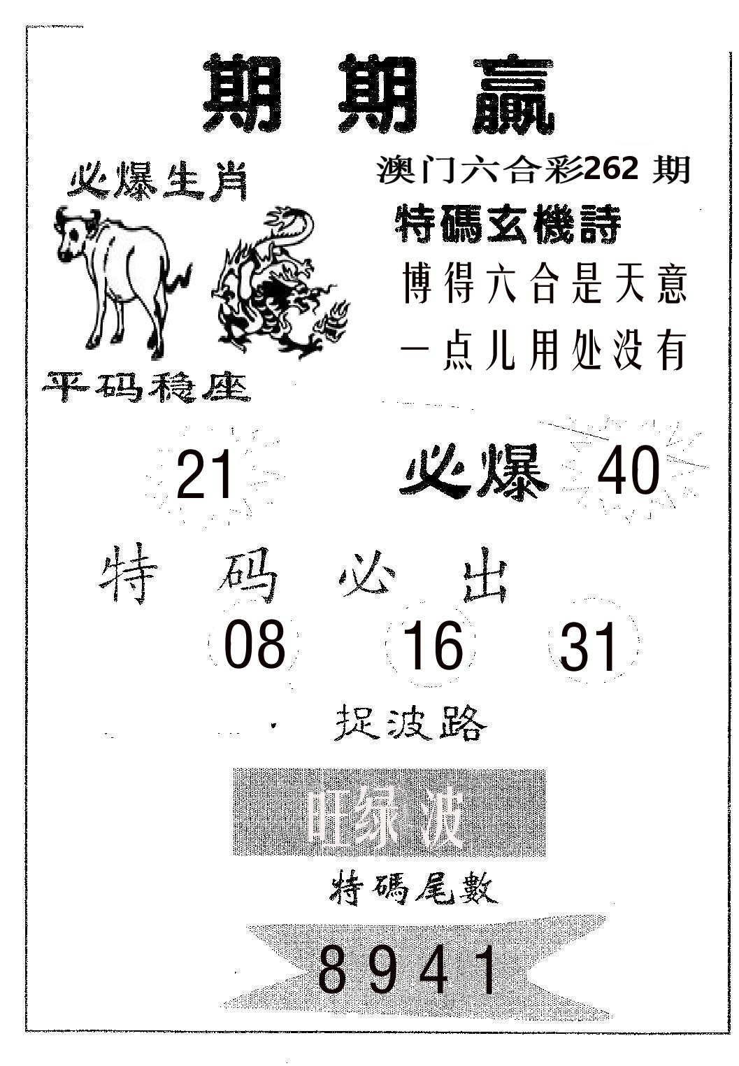 期期赢 第262期