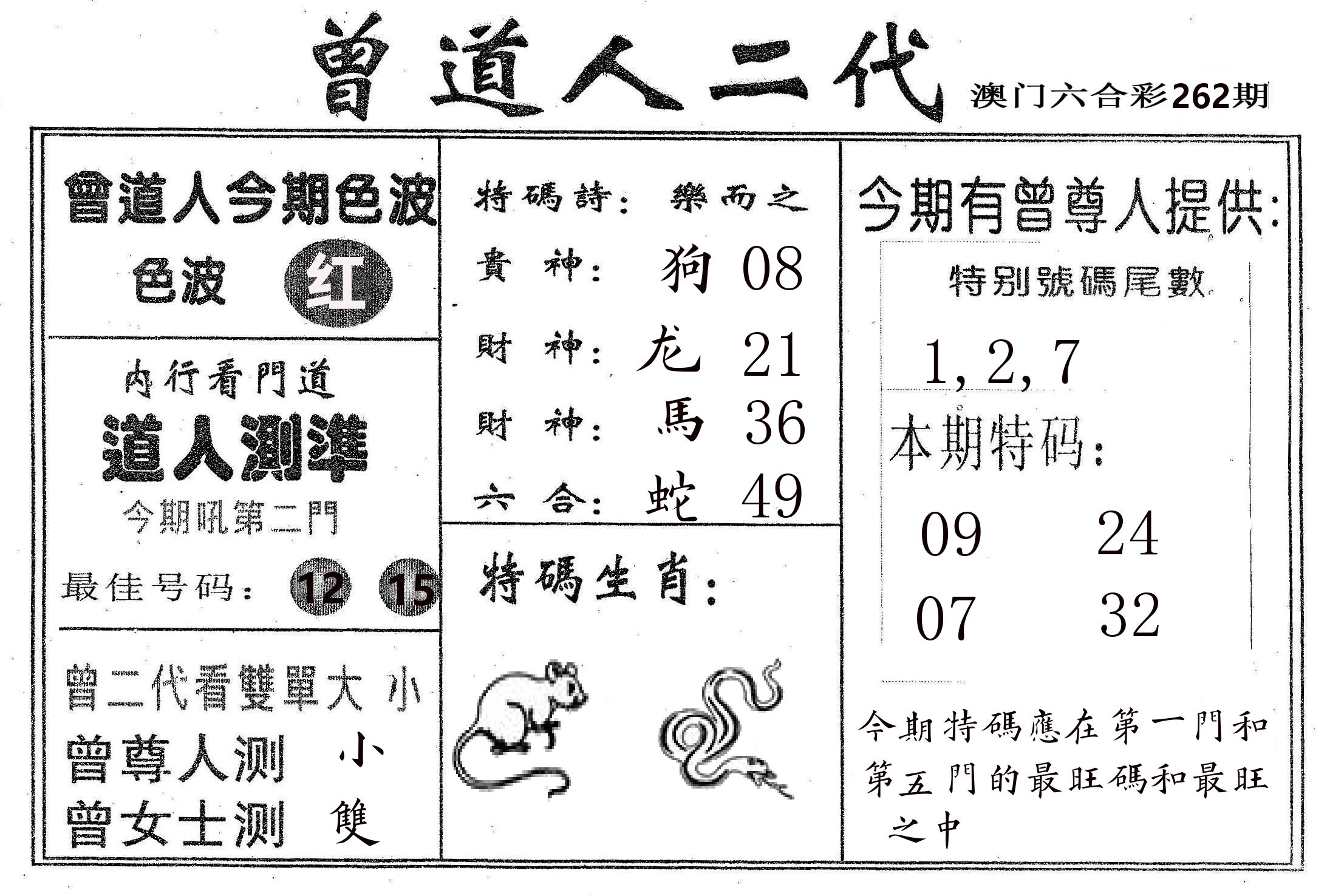 曾二代 第262期