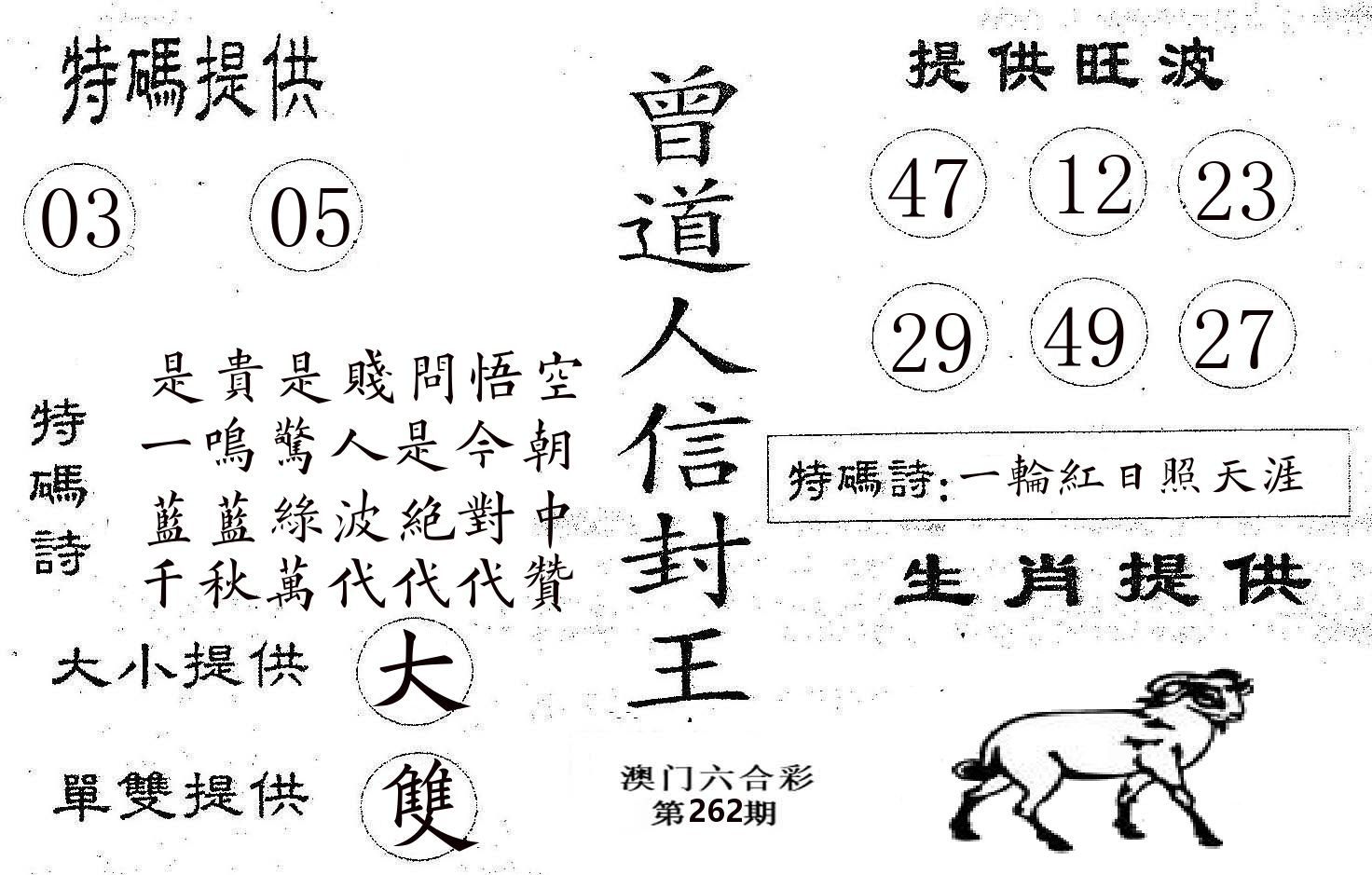 曾信封王 第262期