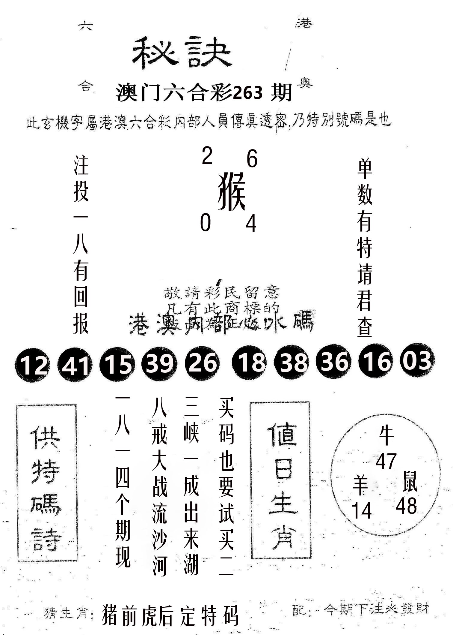 秘决 第263期