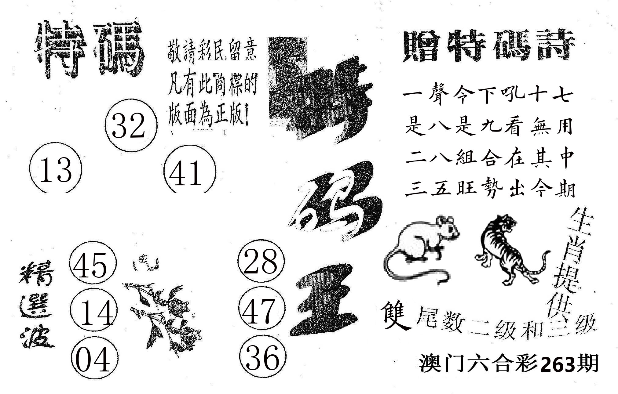 特码王A 第263期