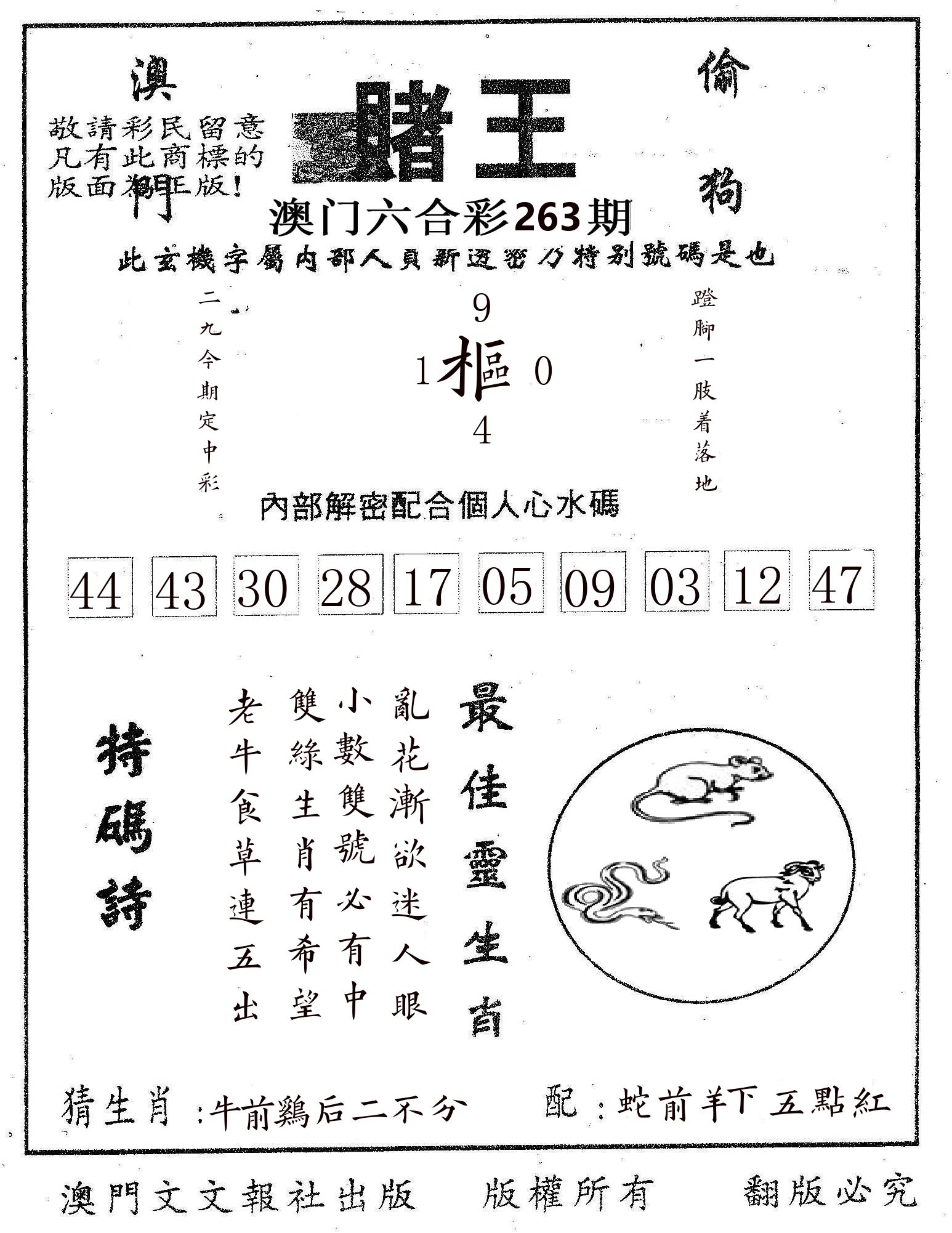 赌王 第263期