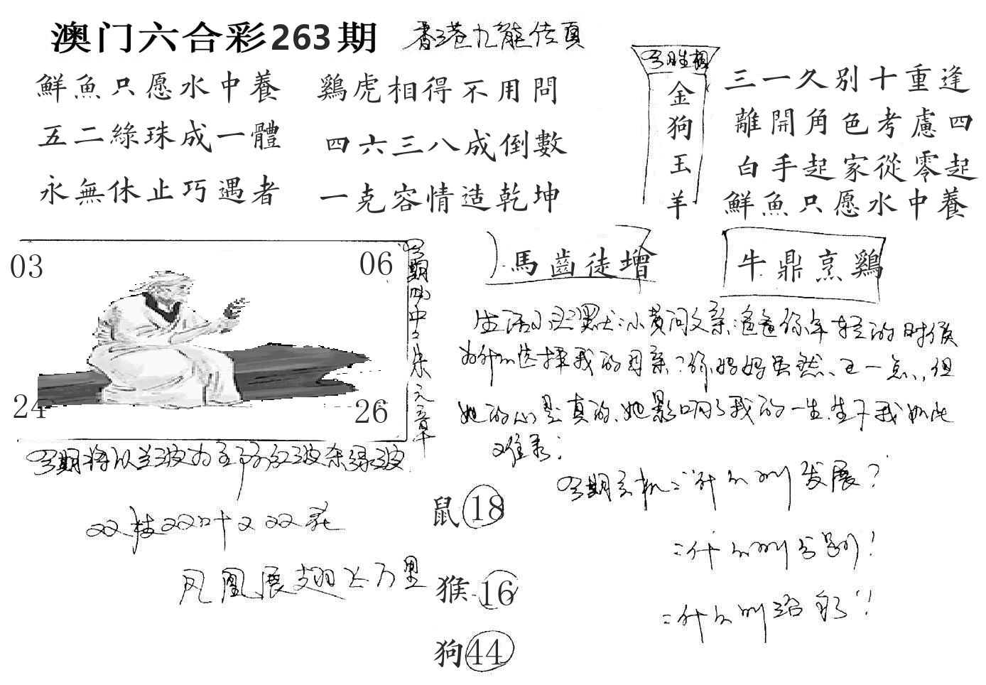 澳门手写九龙 第263期