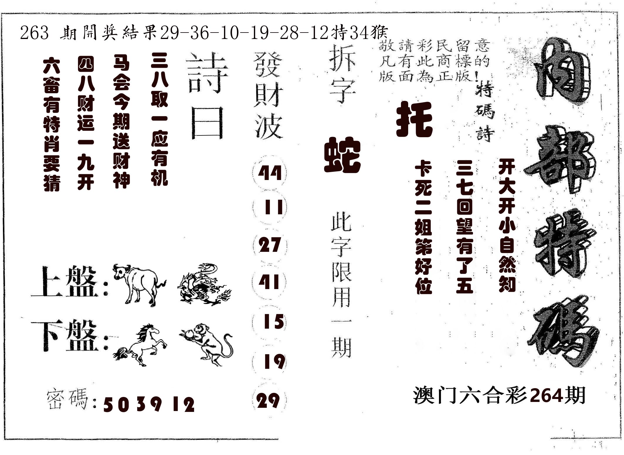 内部特码 第264期