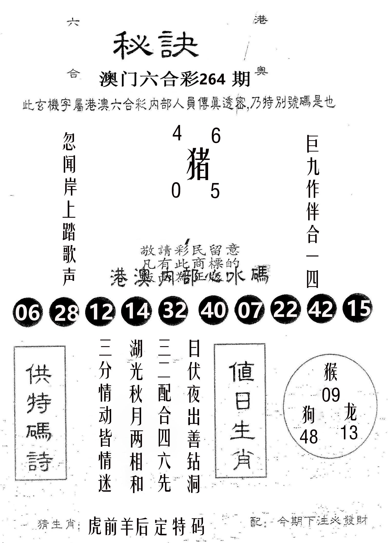 秘决 第264期