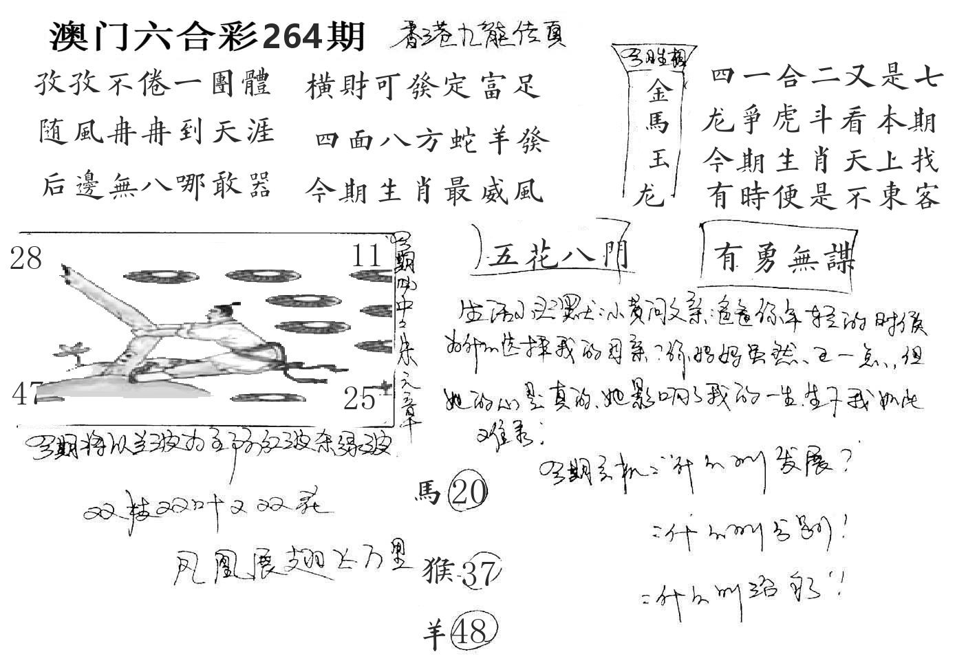 澳门手写九龙 第264期