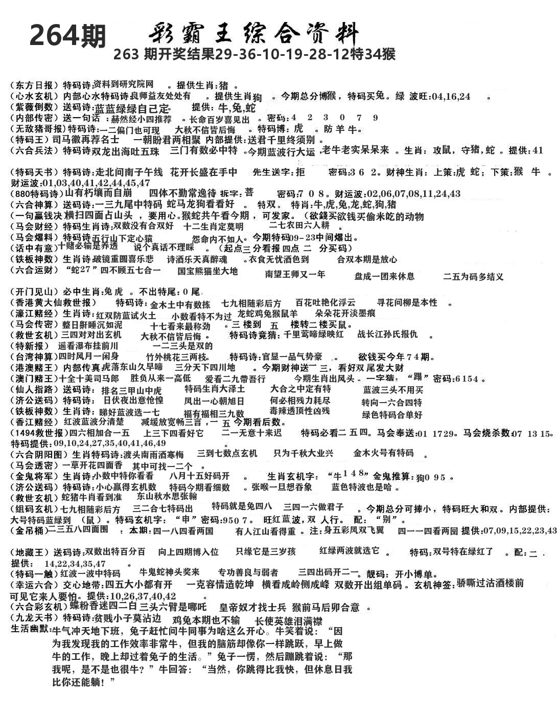 澳门综合资料 第264期