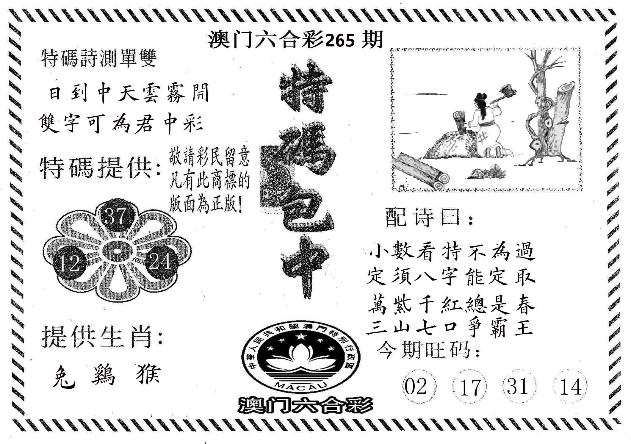 特码包中 第265期